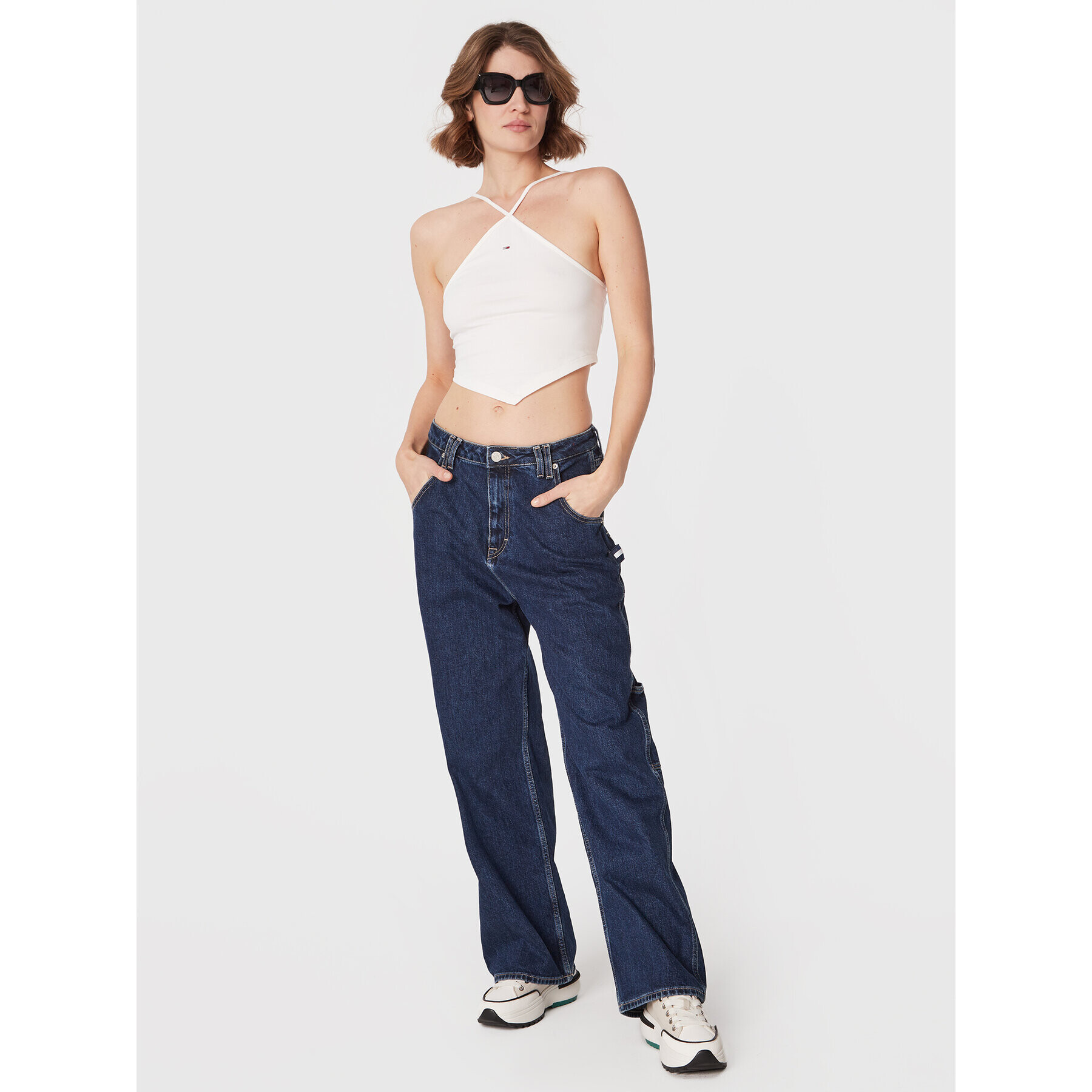 Tommy Jeans топ Party DW0DW14888 Бял Regular Fit - Pepit.bg