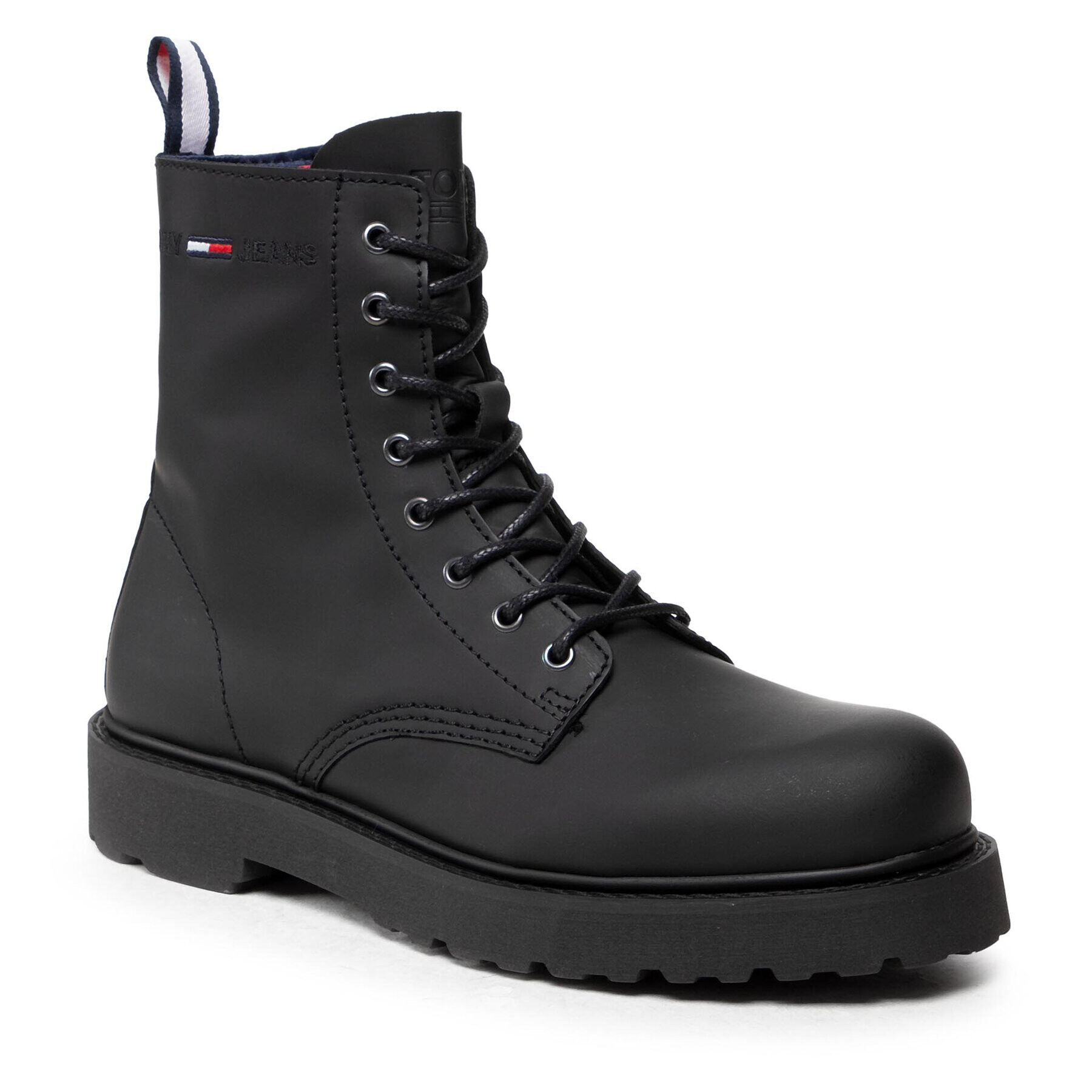 Tommy Jeans Туристически oбувки Leather Lace Up Boot EM0EM00831 Черен - Pepit.bg