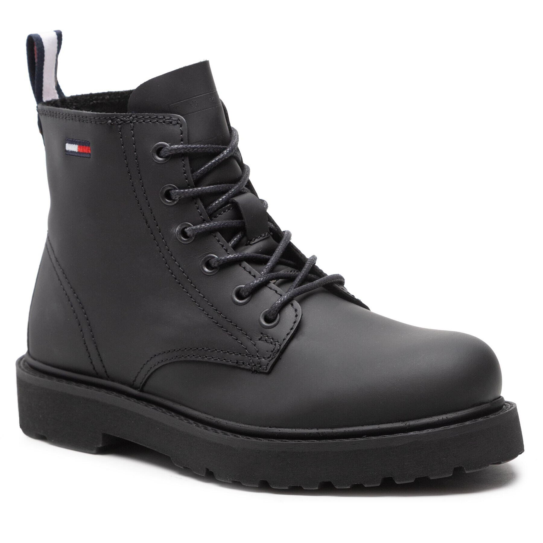 Tommy Jeans Туристически oбувки Short Lace Up Leather Boot EM0EM01040 Черен - Pepit.bg