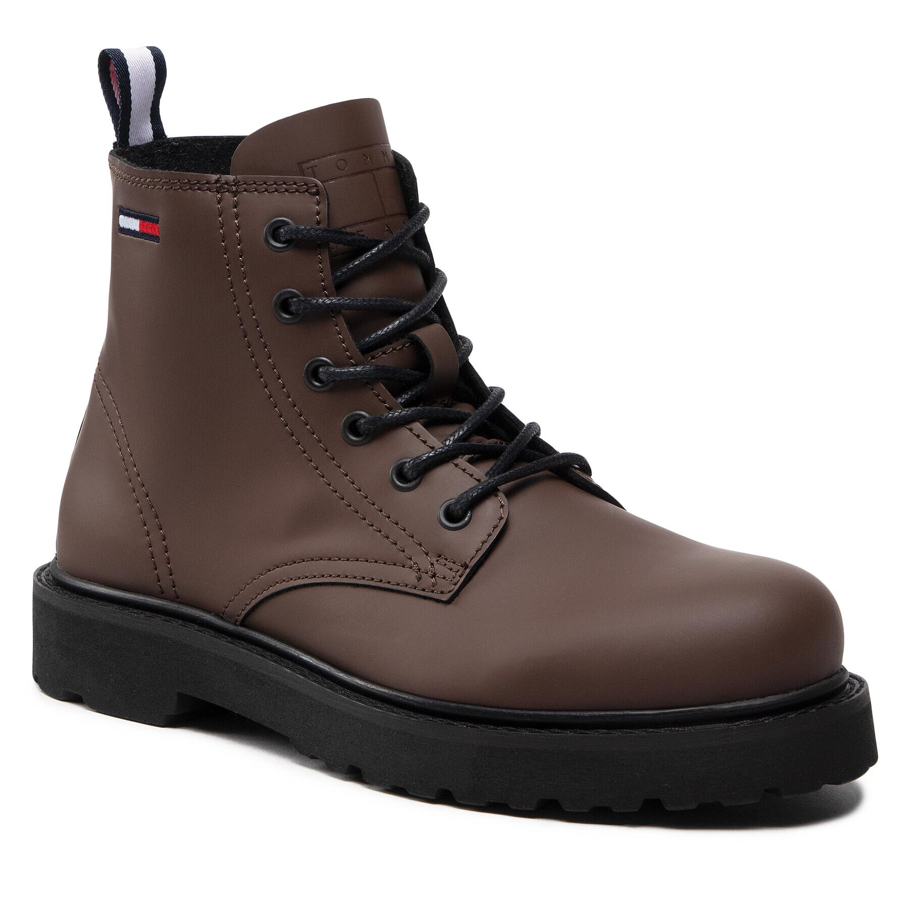 Tommy Jeans Туристически oбувки Short Lace Up Leather Boot EM0EM01040 Кафяв - Pepit.bg