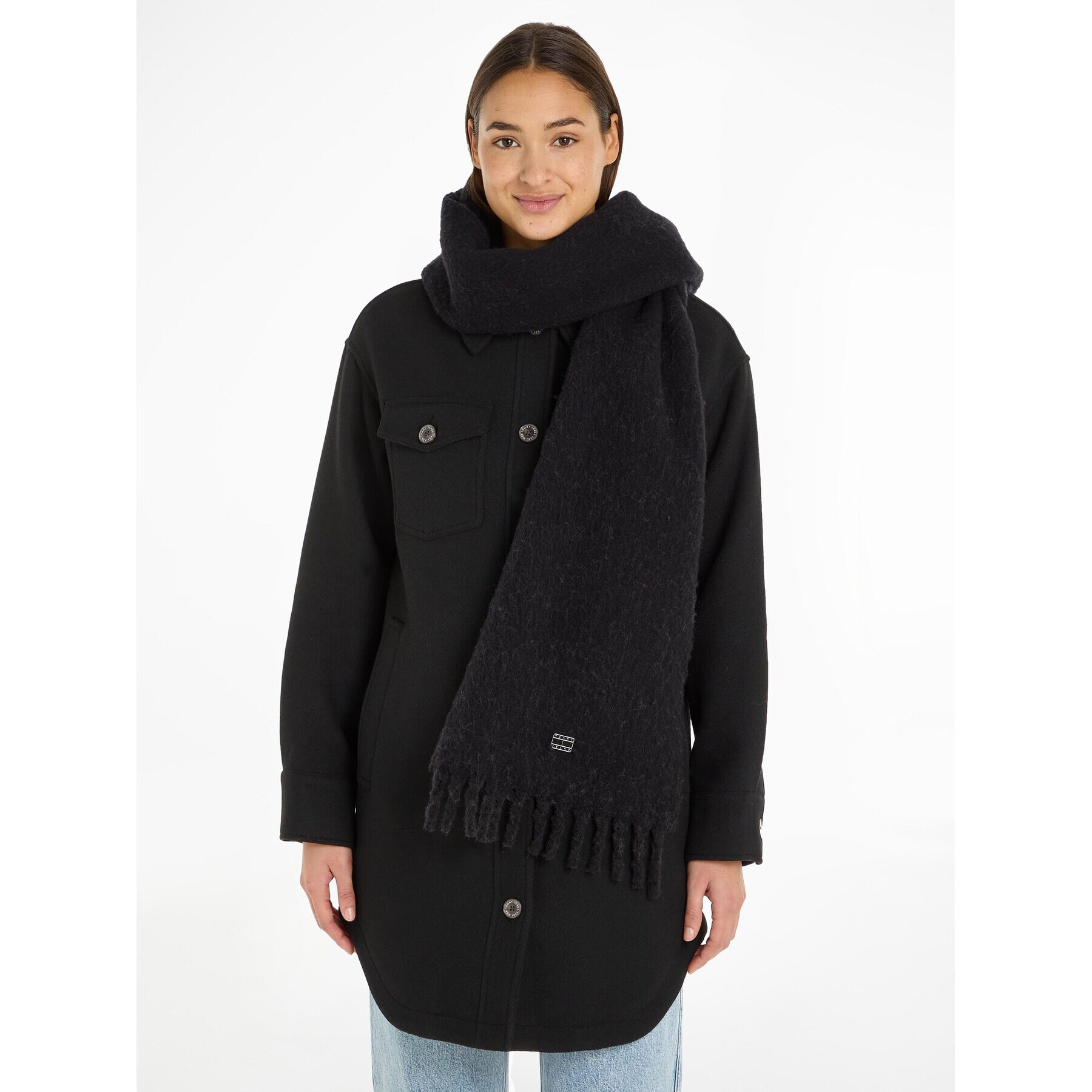 Tommy Jeans Зимен шал Tjw Cosy Knit Scarf AW0AW15904 Черен - Pepit.bg