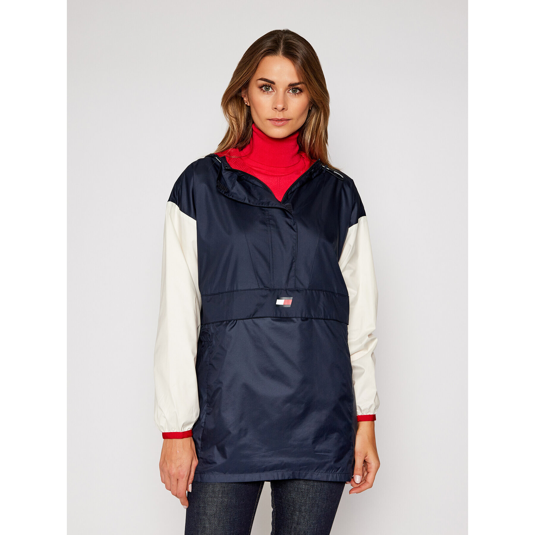 Tommy Sport Анорак Longlined Popover Windbreaker S10S100619 Тъмносин Regular Fit - Pepit.bg