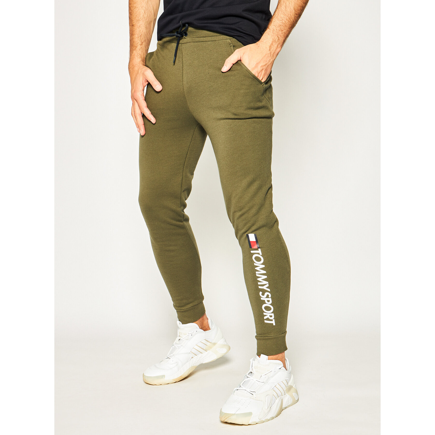 Tommy Sport Долнище анцуг Cuff Logo S20S200359 Зелен Regular Fit - Pepit.bg
