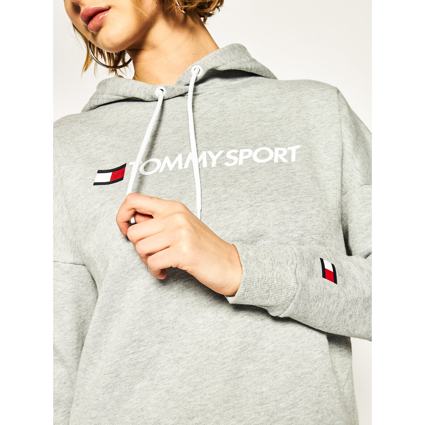 Tommy Sport Суитшърт Cropped Logo S10S100455 Сив Regular Fit - Pepit.bg