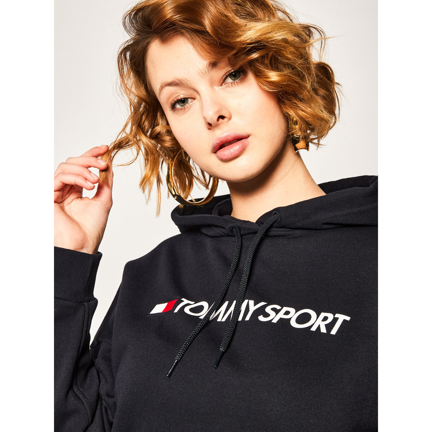 Tommy Sport Суитшърт Cropped Logo S10S100455 Тъмносин Regular Fit - Pepit.bg