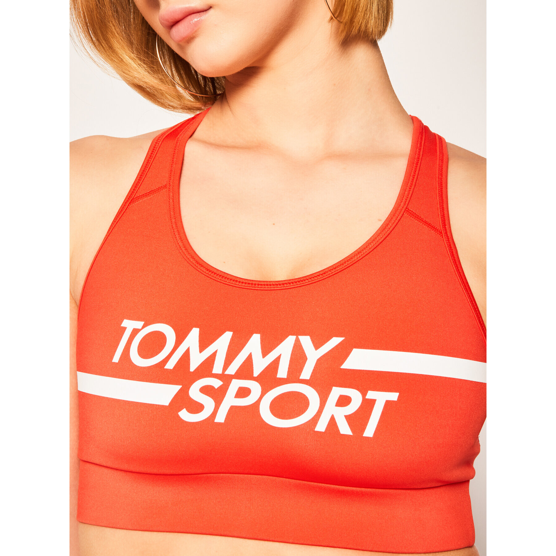 Tommy Sport Сутиен-топ Mid Logo S10S100451 Червен - Pepit.bg