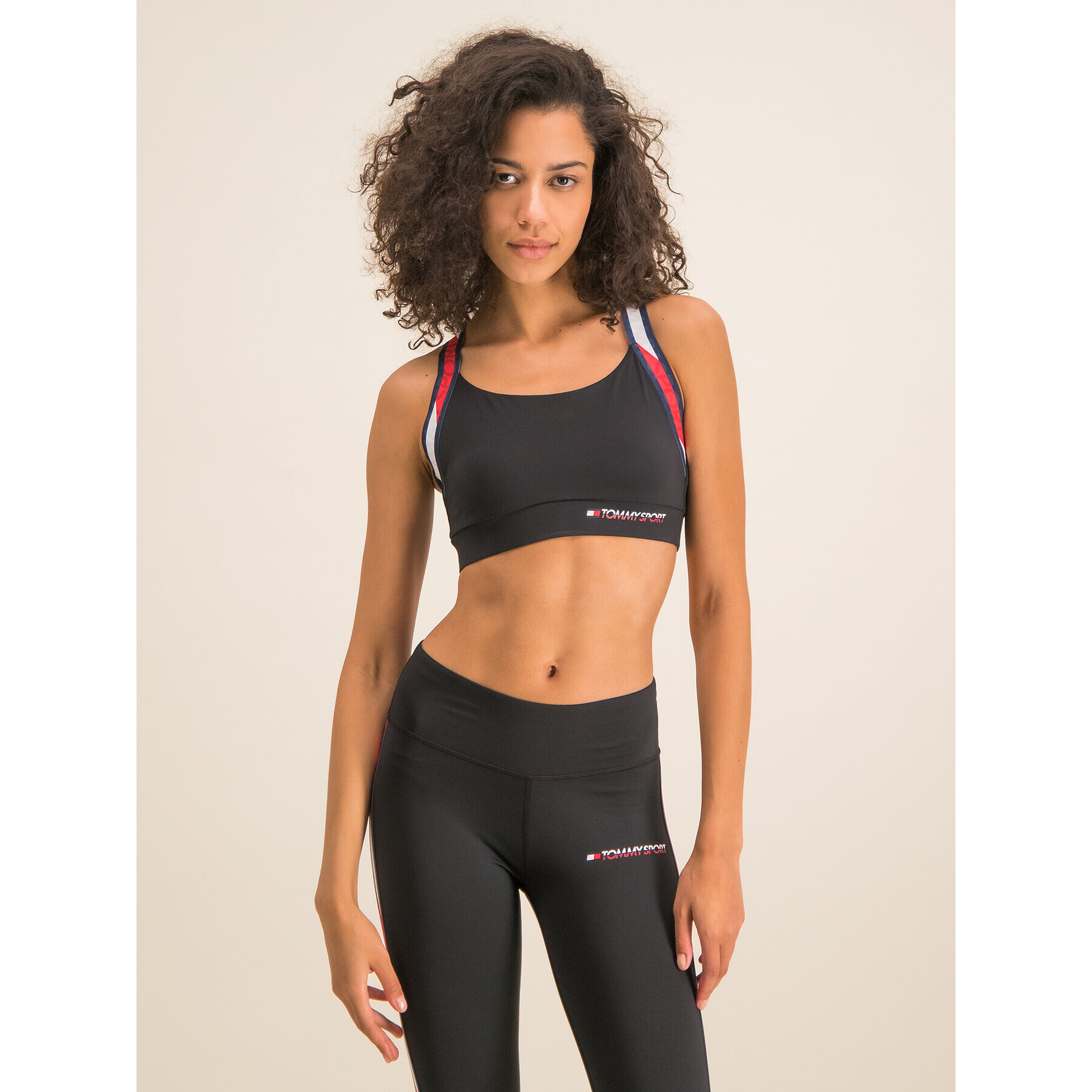 Tommy Sport Сутиен-топ Tape Medium Impact S10S100269 Черен - Pepit.bg