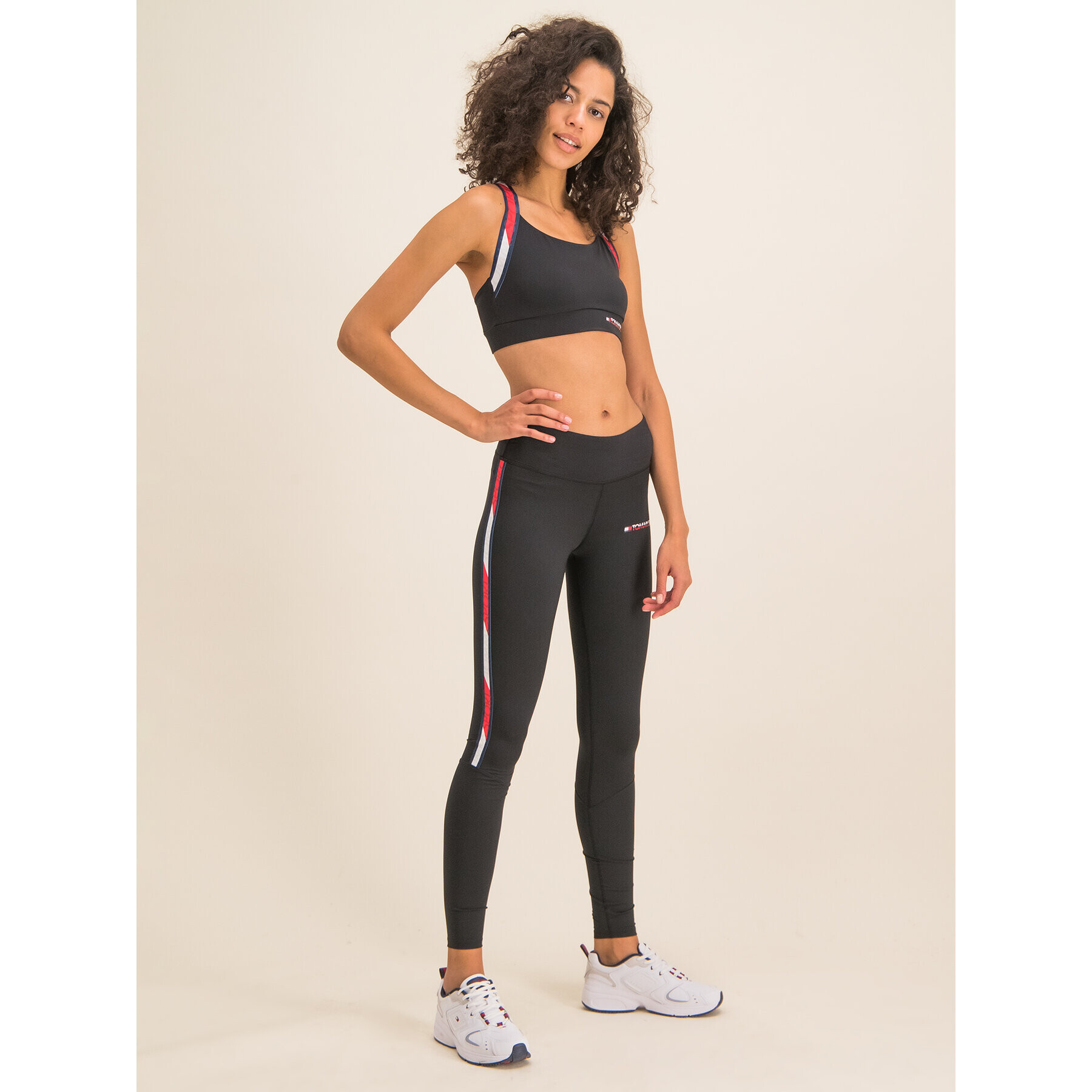 Tommy Sport Сутиен-топ Tape Medium Impact S10S100269 Черен - Pepit.bg