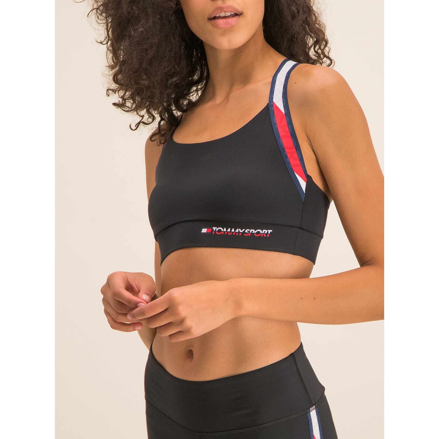 Tommy Sport Сутиен-топ Tape Medium Impact S10S100269 Черен - Pepit.bg