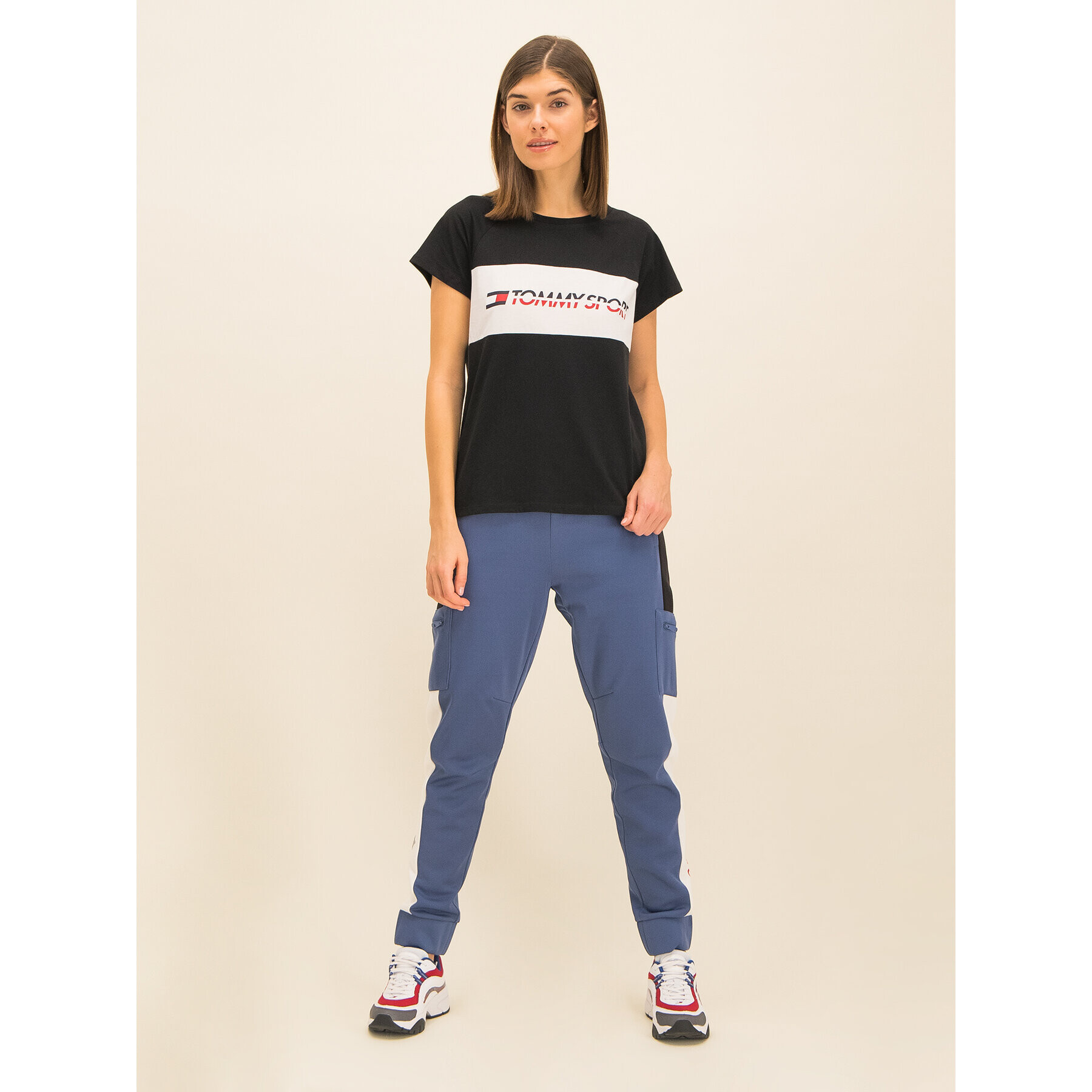 Tommy Sport Тишърт Blocked Tee Logo S10S100331 Черен Regular Fit - Pepit.bg