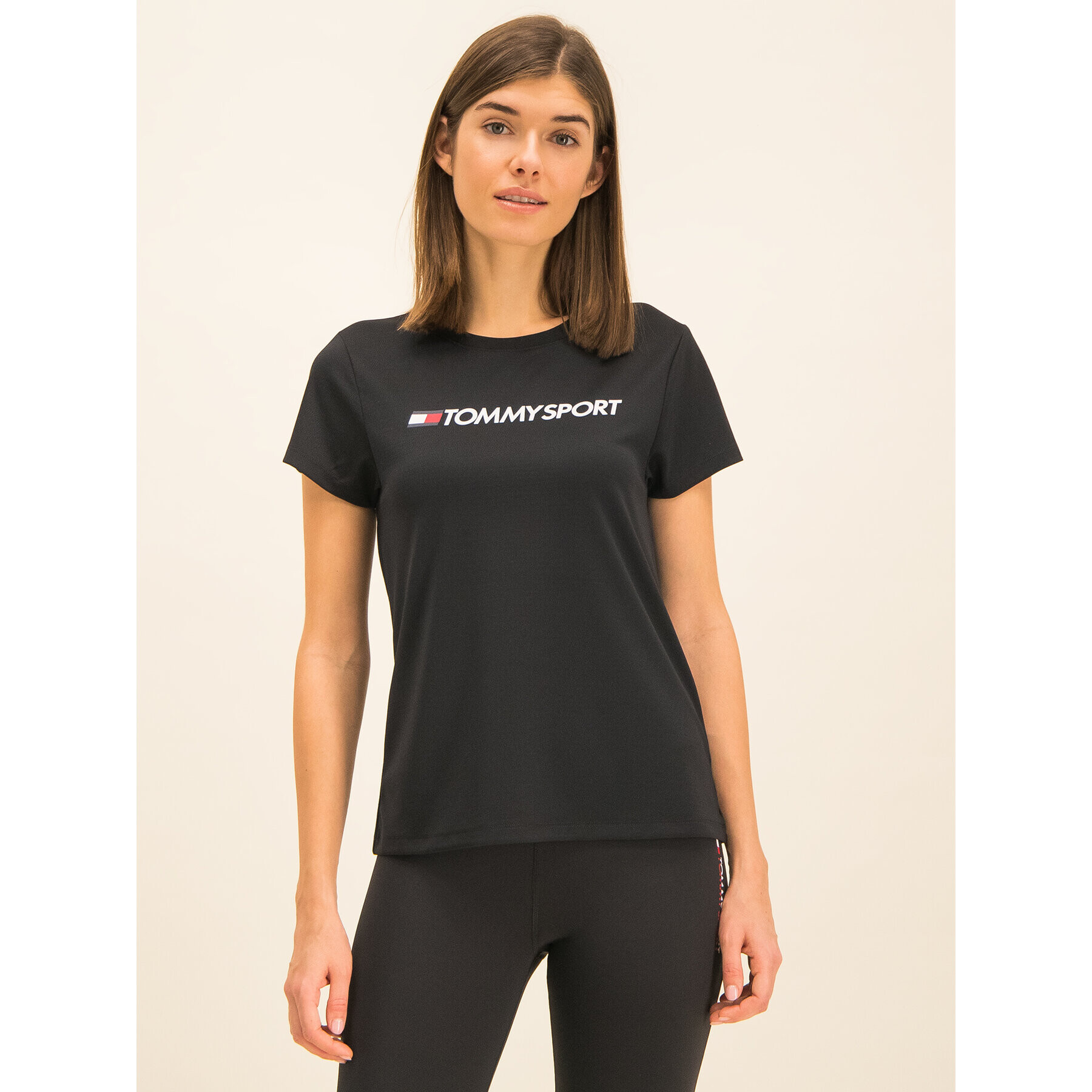 Tommy Sport Тишърт Chest Logo S10S100055 Черен Regular Fit - Pepit.bg