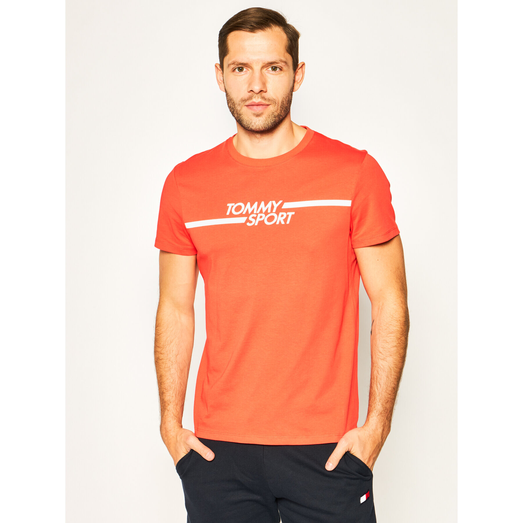 Tommy Sport Тишърт Core Chest Graphic S20S200444 Червен Regular Fit - Pepit.bg