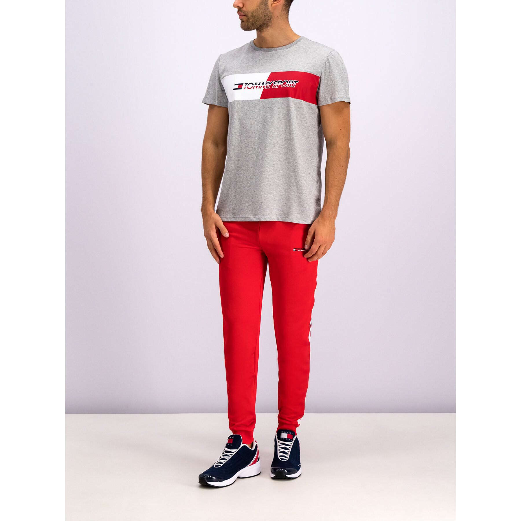Tommy Sport Тишърт Flag Graphics S20S200197 Сив Regular Fit - Pepit.bg
