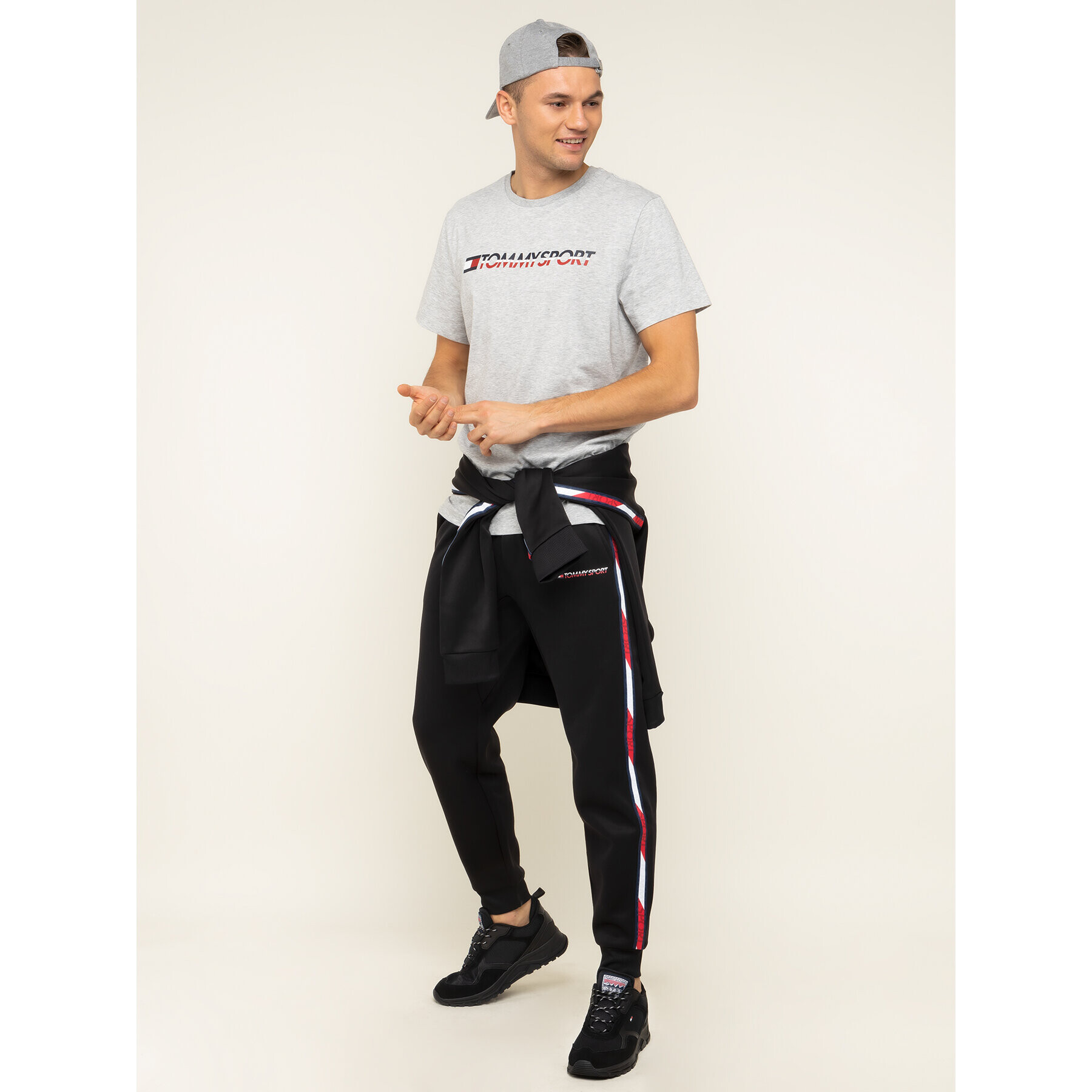 Tommy Sport Тишърт Logo Chest S20S200051 Сив Regular Fit - Pepit.bg