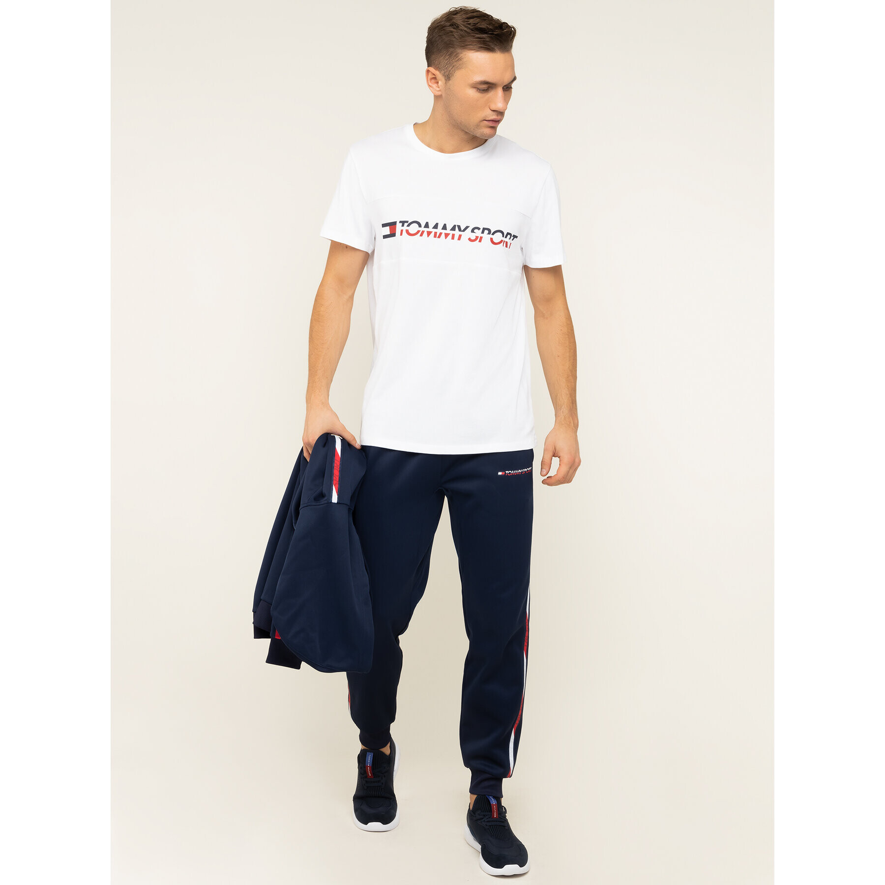 Tommy Sport Тишърт Logo Driver S20S200486 Бял Regular Fit - Pepit.bg