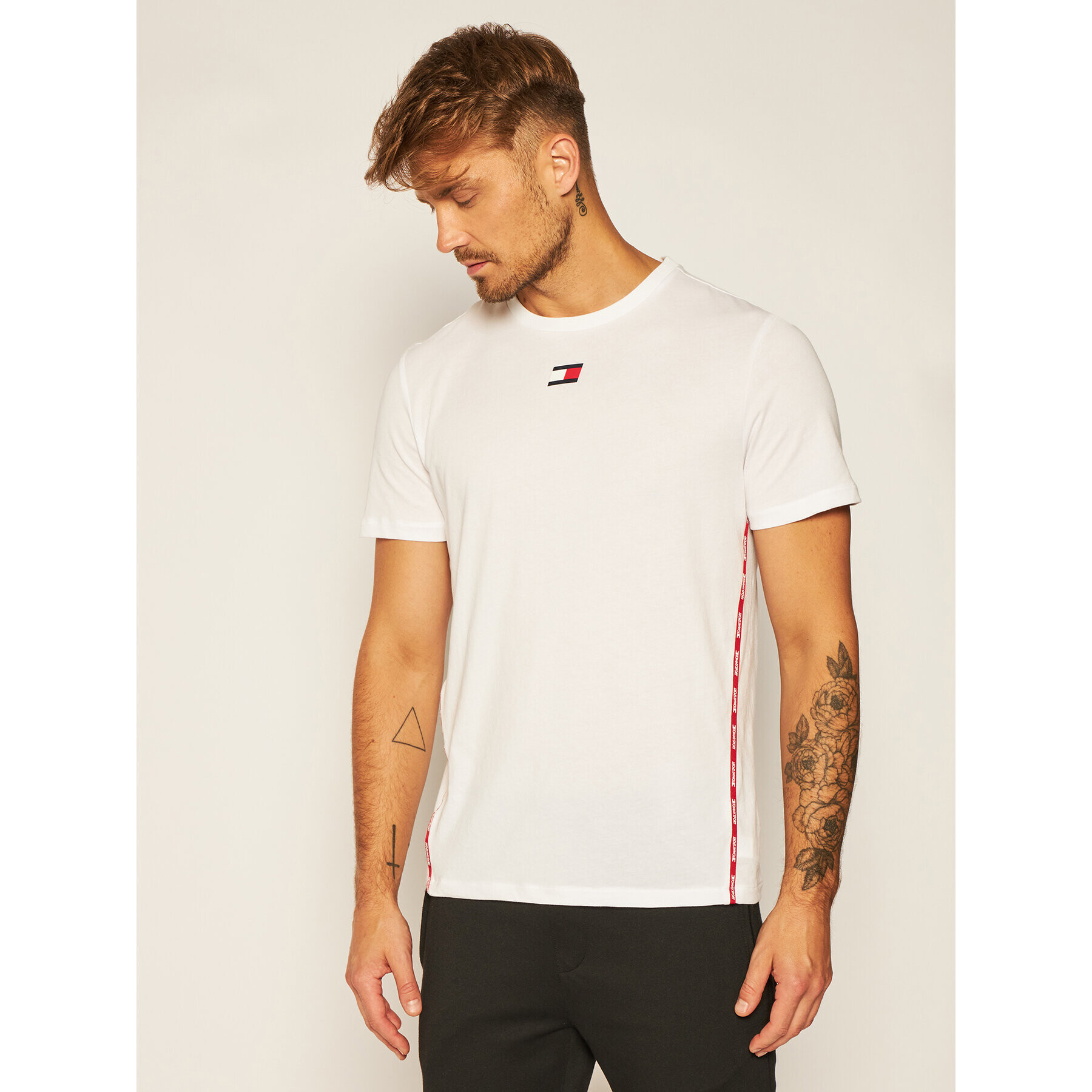 Tommy Sport Тишърт Piping S20S200458 Бял Regular Fit - Pepit.bg