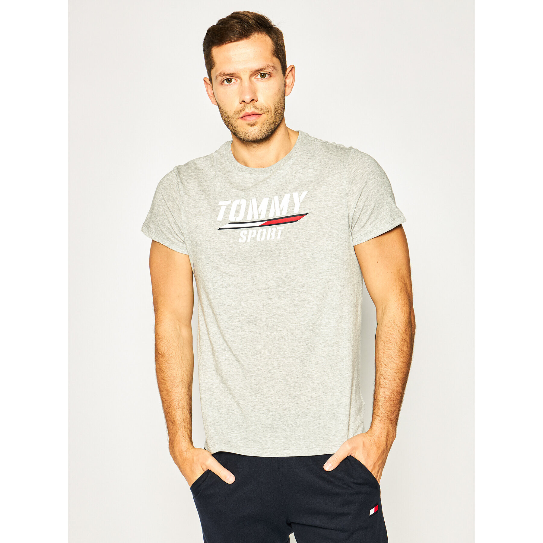 Tommy Sport Тишърт Printed Tee S20S200442 Сив Regular Fit - Pepit.bg