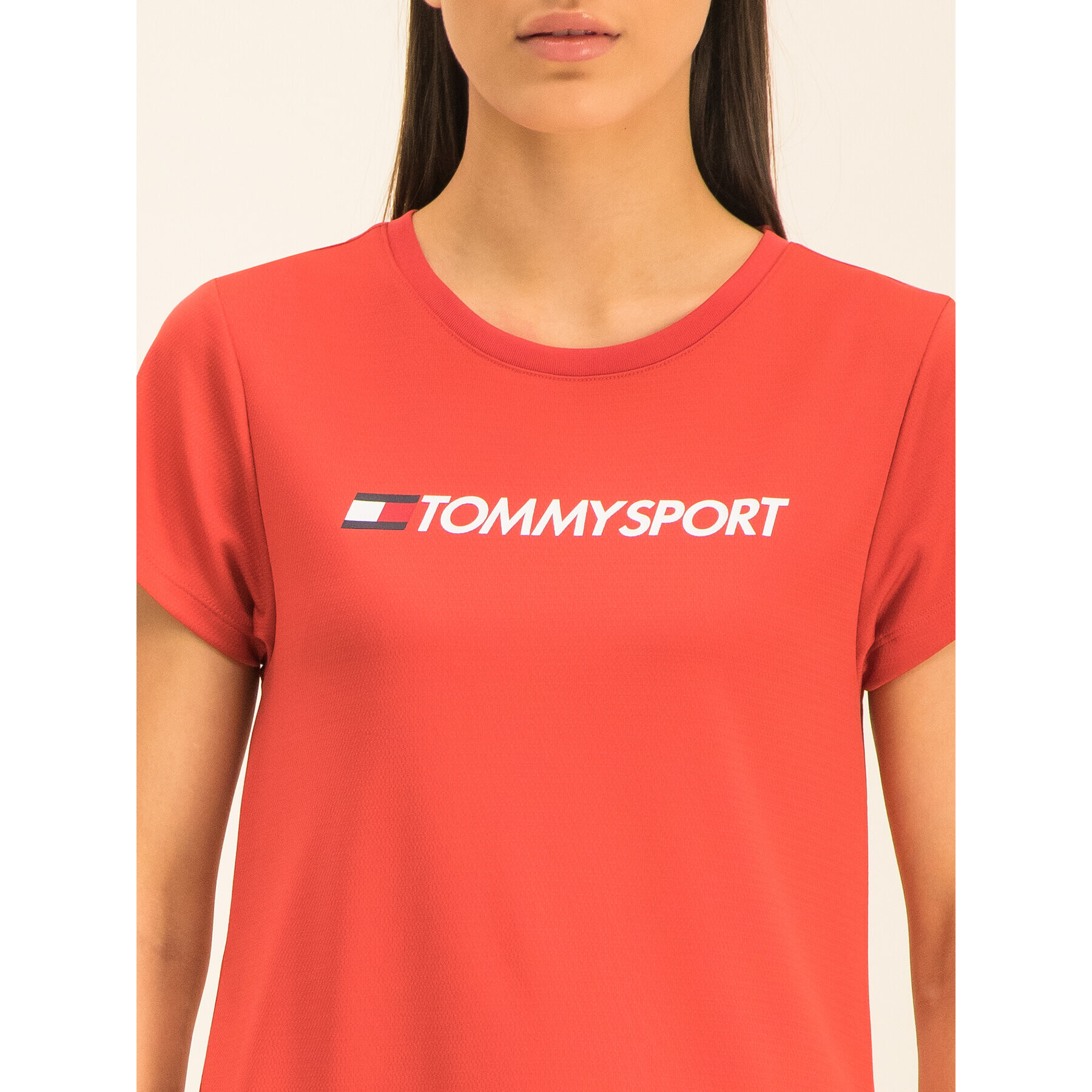 Tommy Sport Тишърт Tee Chest Logo S10S100055 Червен Regular Fit - Pepit.bg