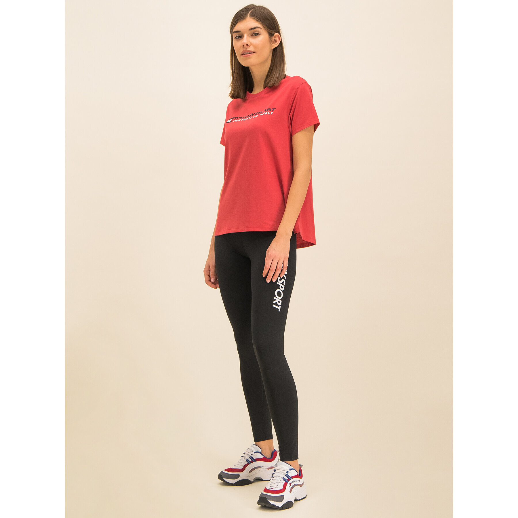 Tommy Sport Тишърт Tee Logo S10S100061 Червен Regular Fit - Pepit.bg