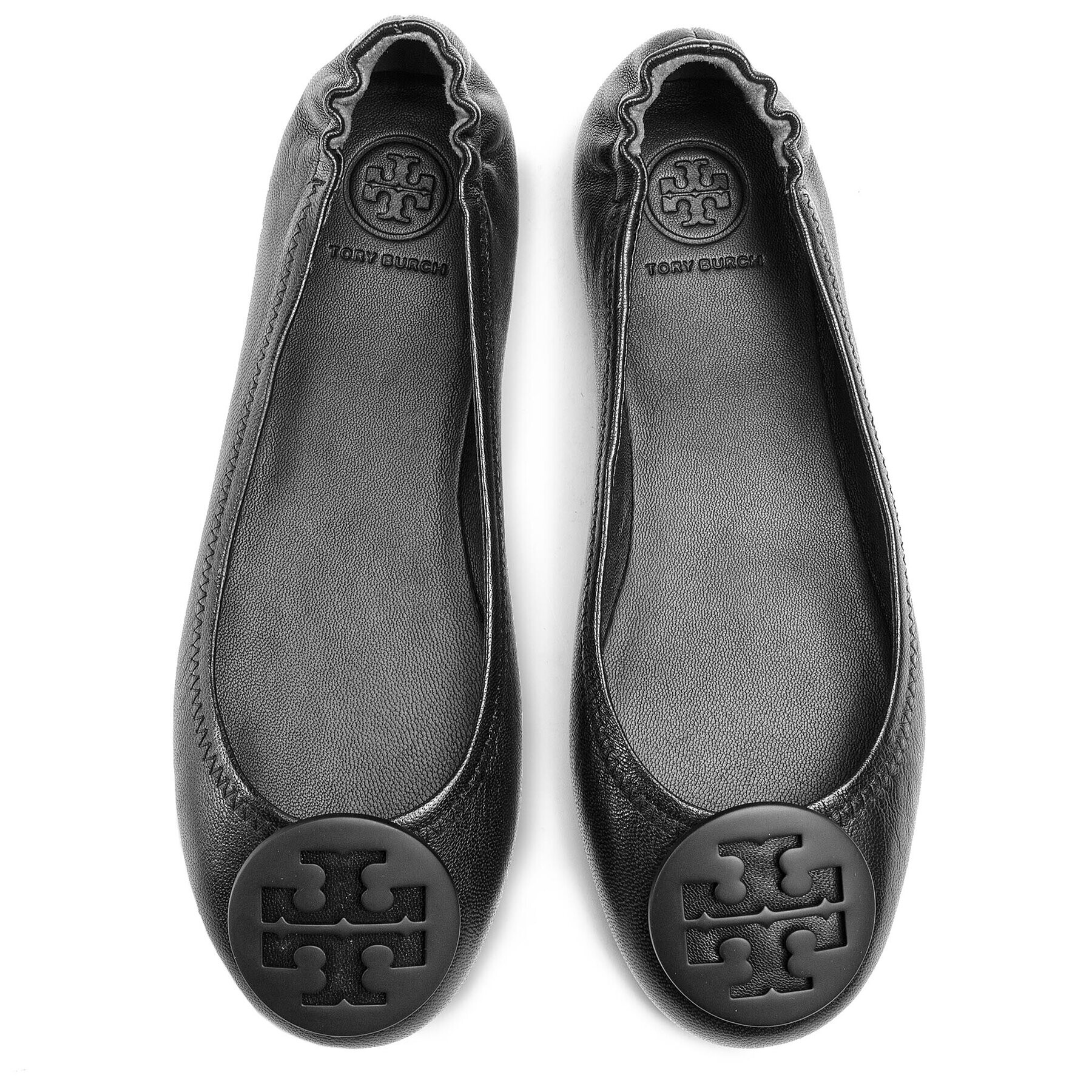 Tory Burch Балеринки Minnie Travel Ballet With Logo 49350 Черен - Pepit.bg