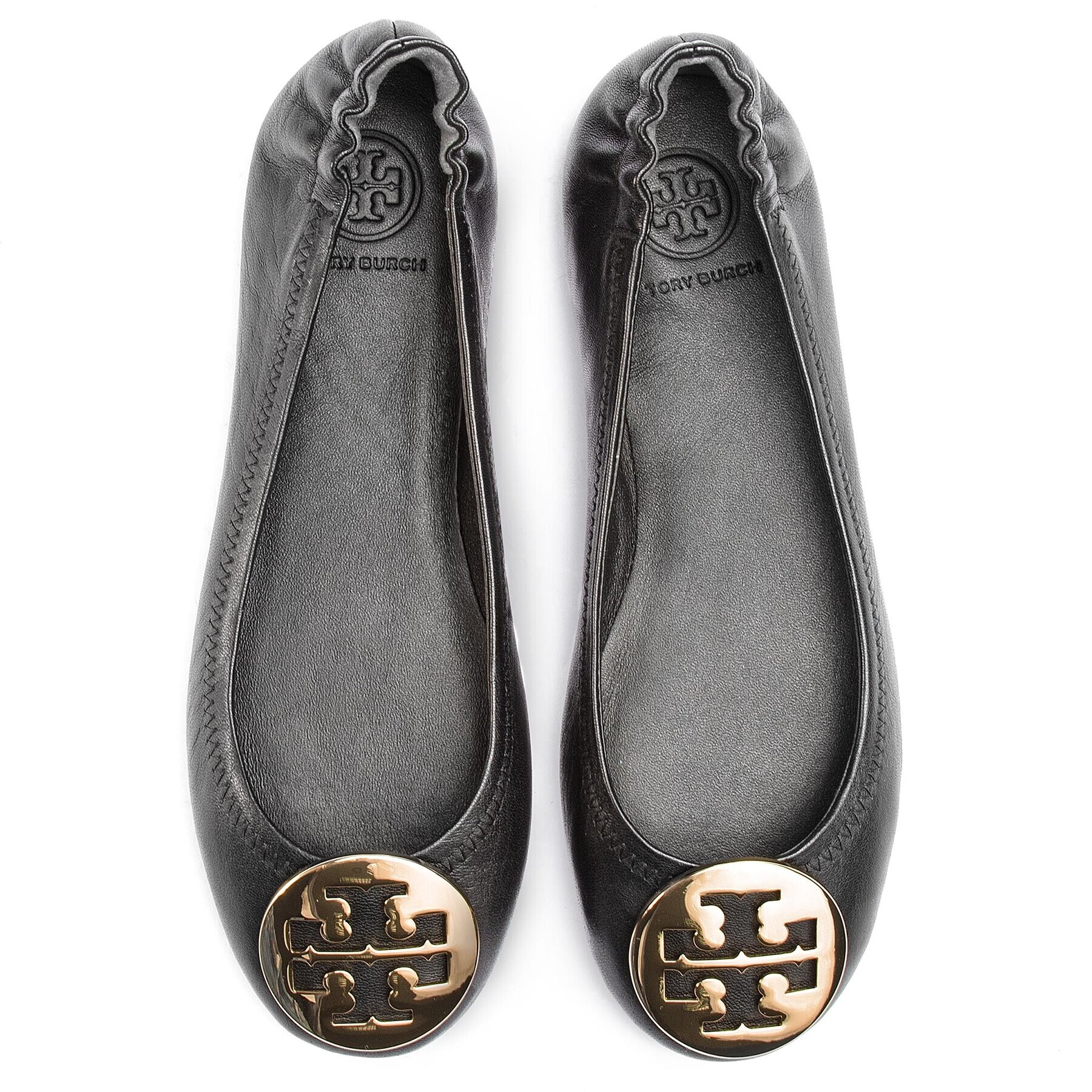 Tory Burch Балеринки Minnie Travel Ballet With Metal Logo 50393 Черен - Pepit.bg