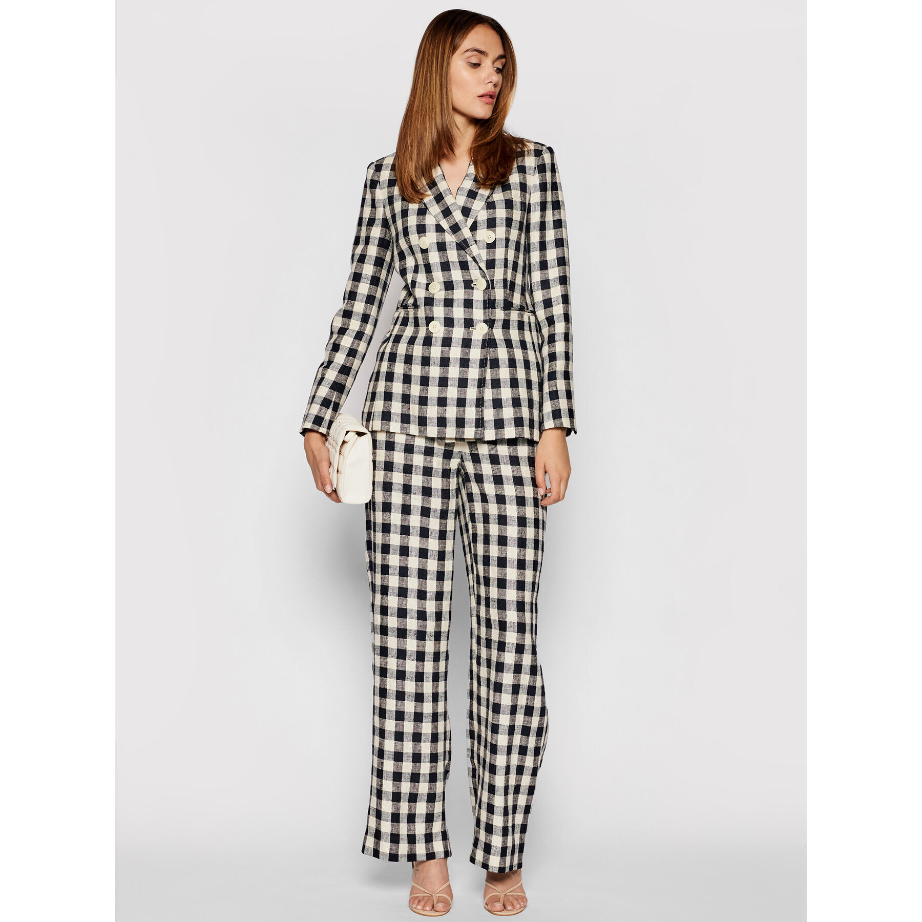 Tory Burch Сако Linen Gingham Blazer 79846 Цветен Regular Fit - Pepit.bg