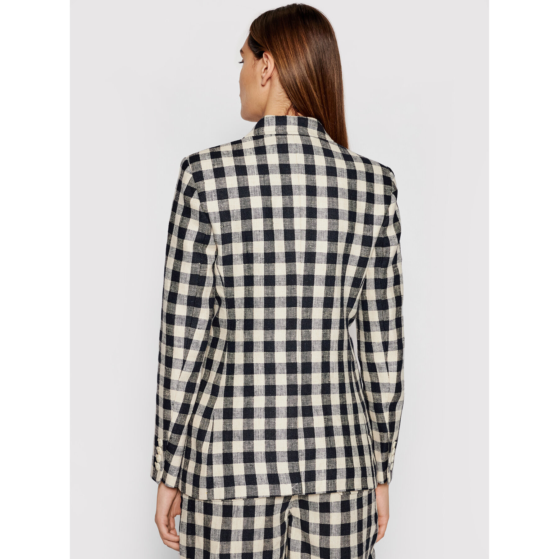 Tory Burch Сако Linen Gingham Blazer 79846 Цветен Regular Fit - Pepit.bg