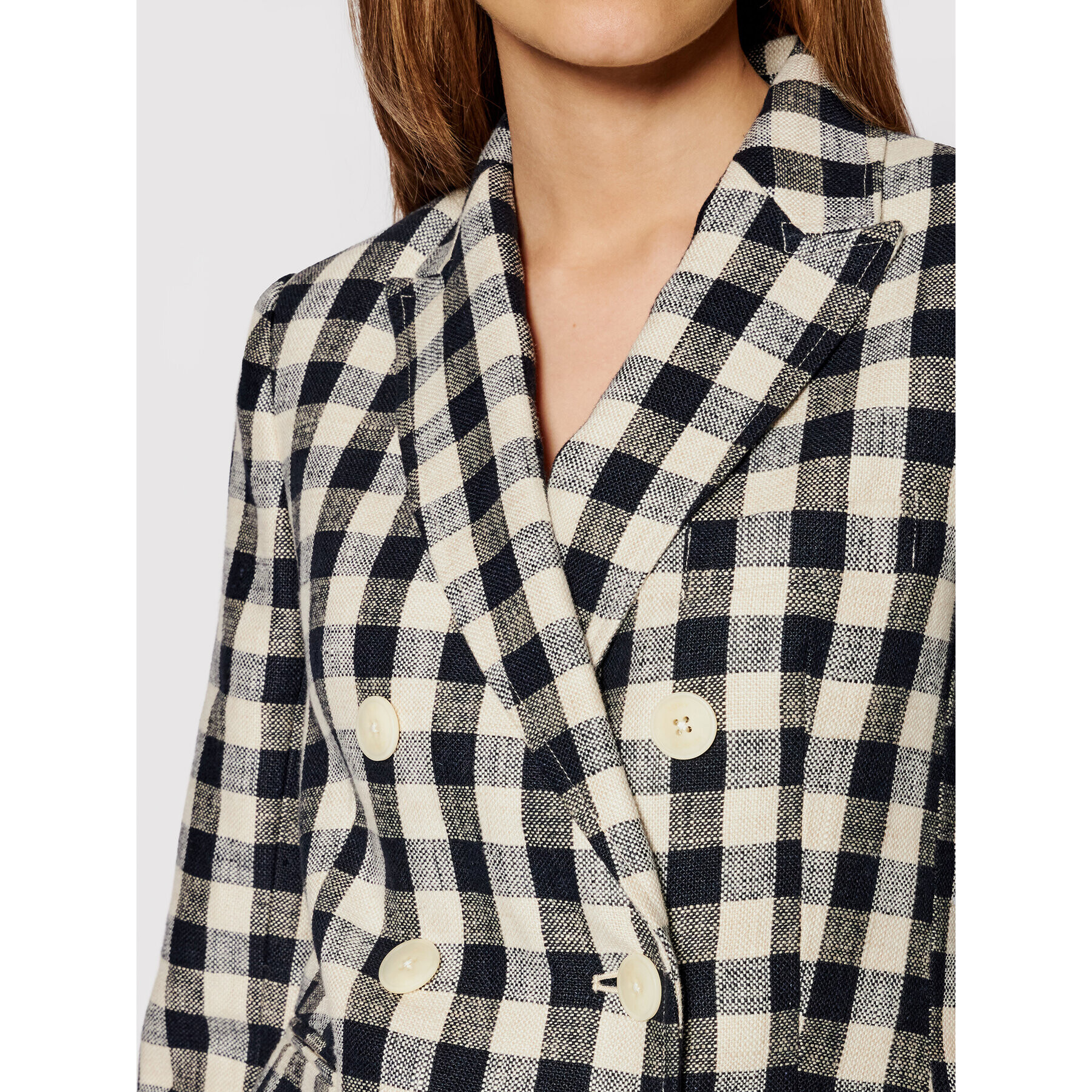 Tory Burch Сако Linen Gingham Blazer 79846 Цветен Regular Fit - Pepit.bg