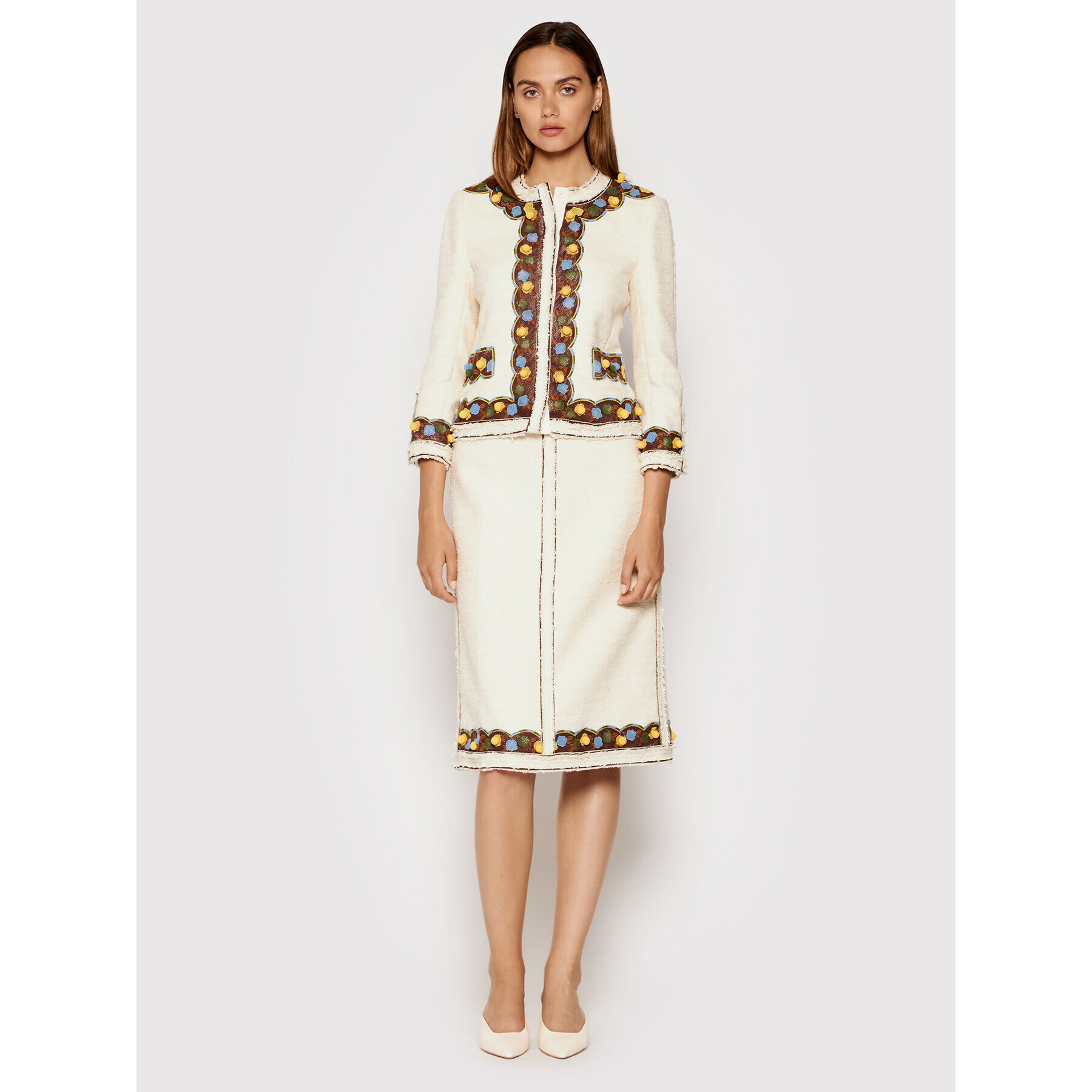 Tory Burch Блейзър Tweed 83581 Бежов Regular Fit - Pepit.bg