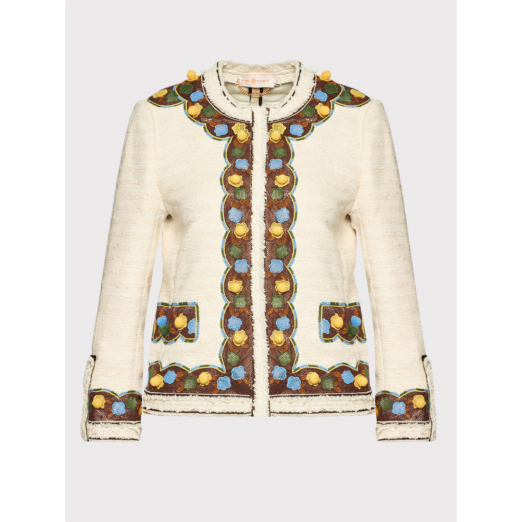 Tory Burch Блейзър Tweed 83581 Бежов Regular Fit - Pepit.bg