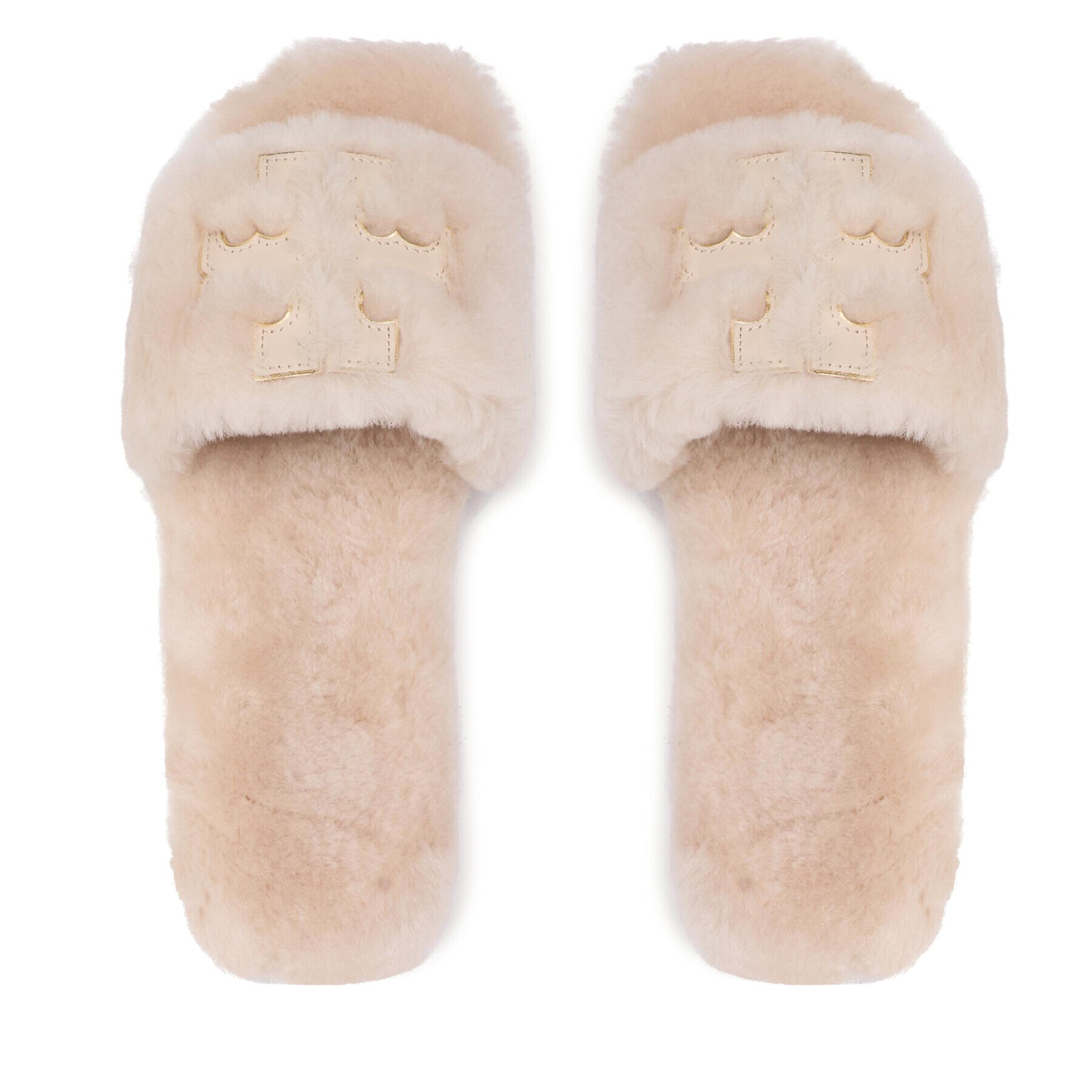 Tory Burch Чехли Double T Shearling 83484 Бежов - Pepit.bg