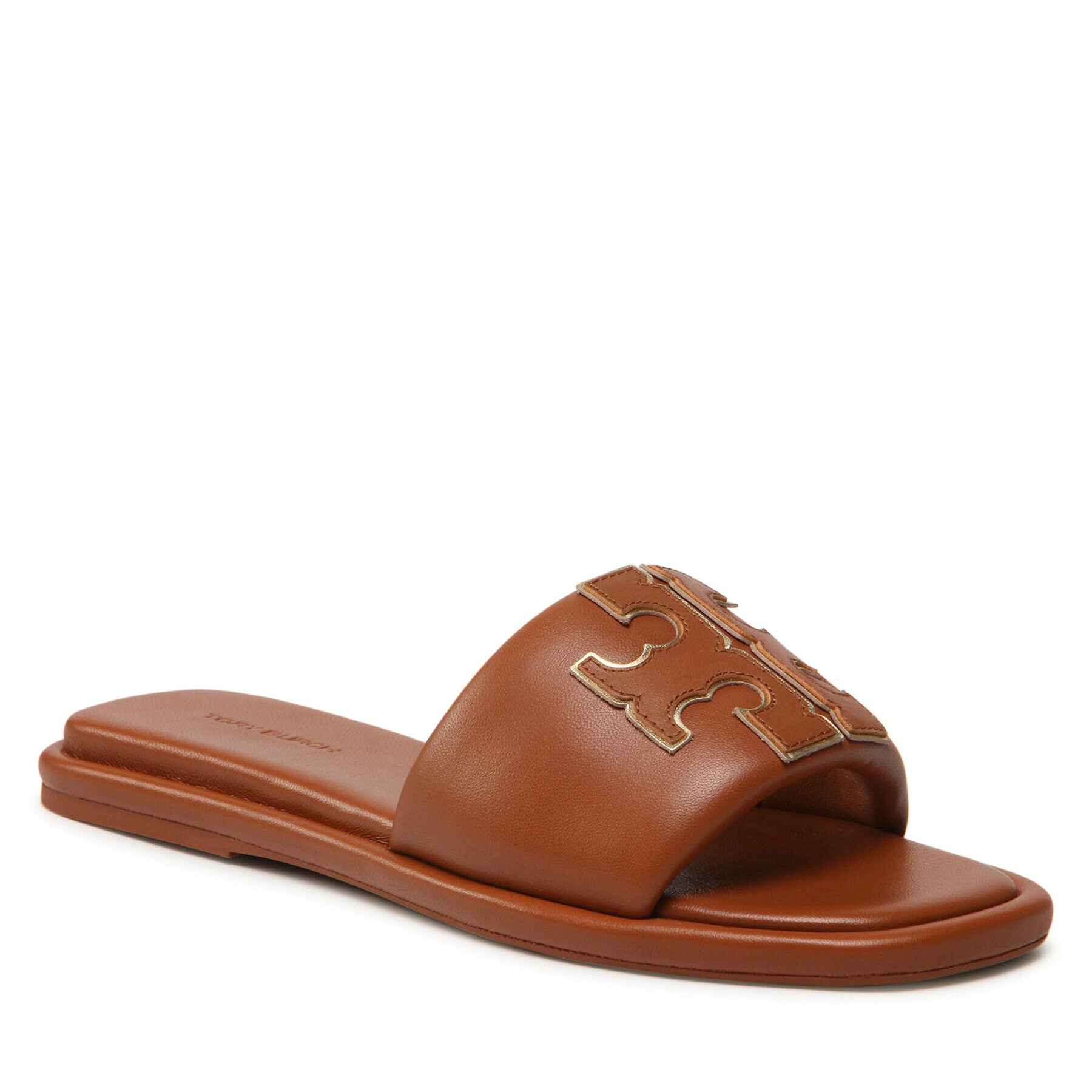 Tory Burch Чехли Double T Sport Slide 79985 Кафяв - Pepit.bg
