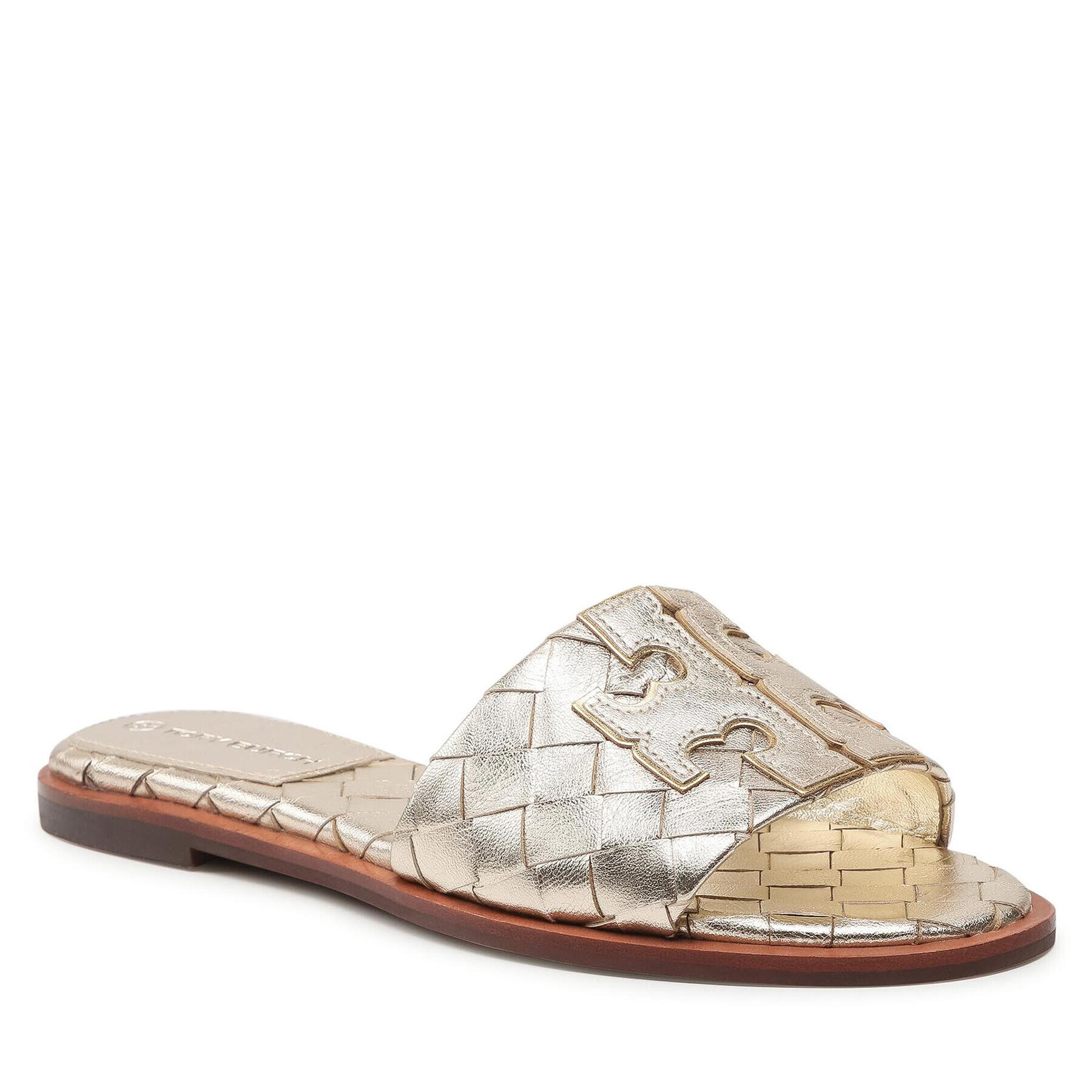 Tory Burch Чехли Inver Woven Slide 84594 Златист - Pepit.bg