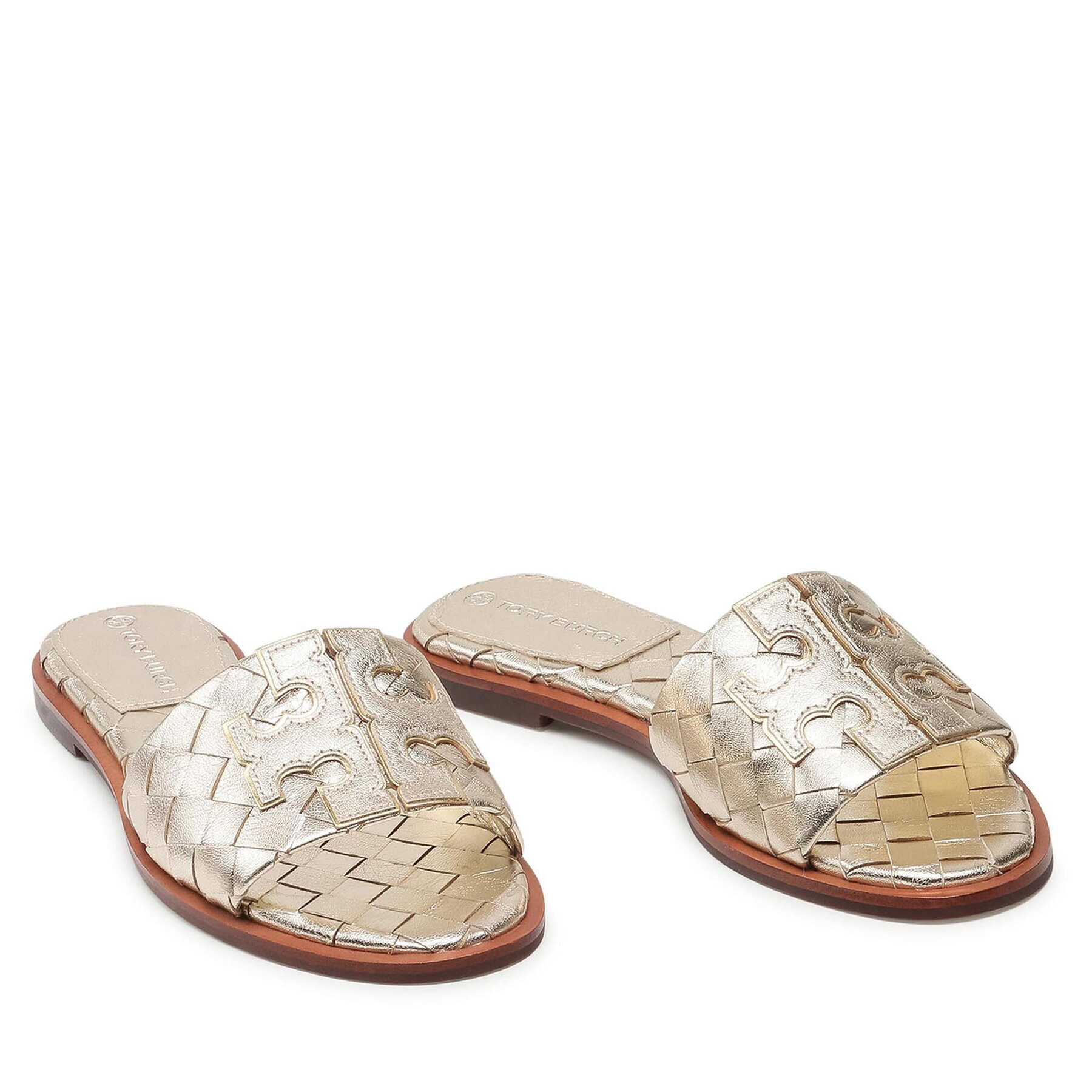 Tory Burch Чехли Inver Woven Slide 84594 Златист - Pepit.bg
