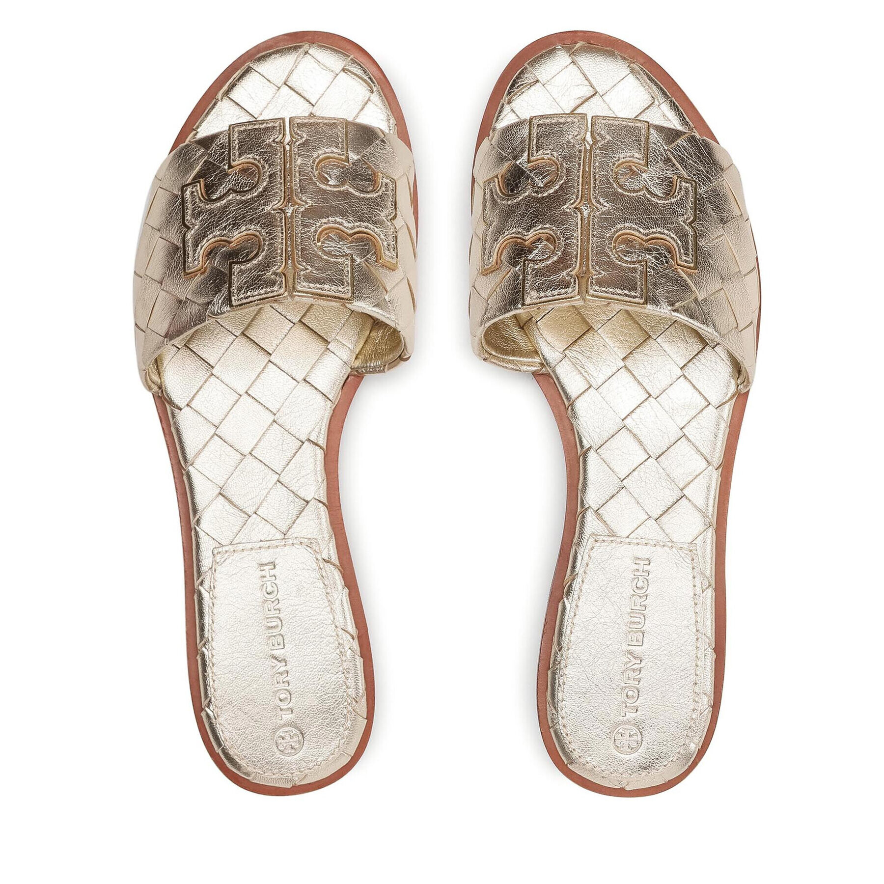 Tory Burch Чехли Inver Woven Slide 84594 Златист - Pepit.bg