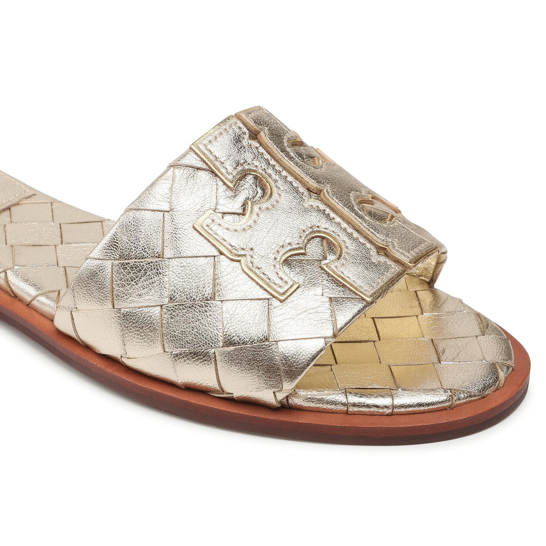 Tory Burch Чехли Inver Woven Slide 84594 Златист - Pepit.bg