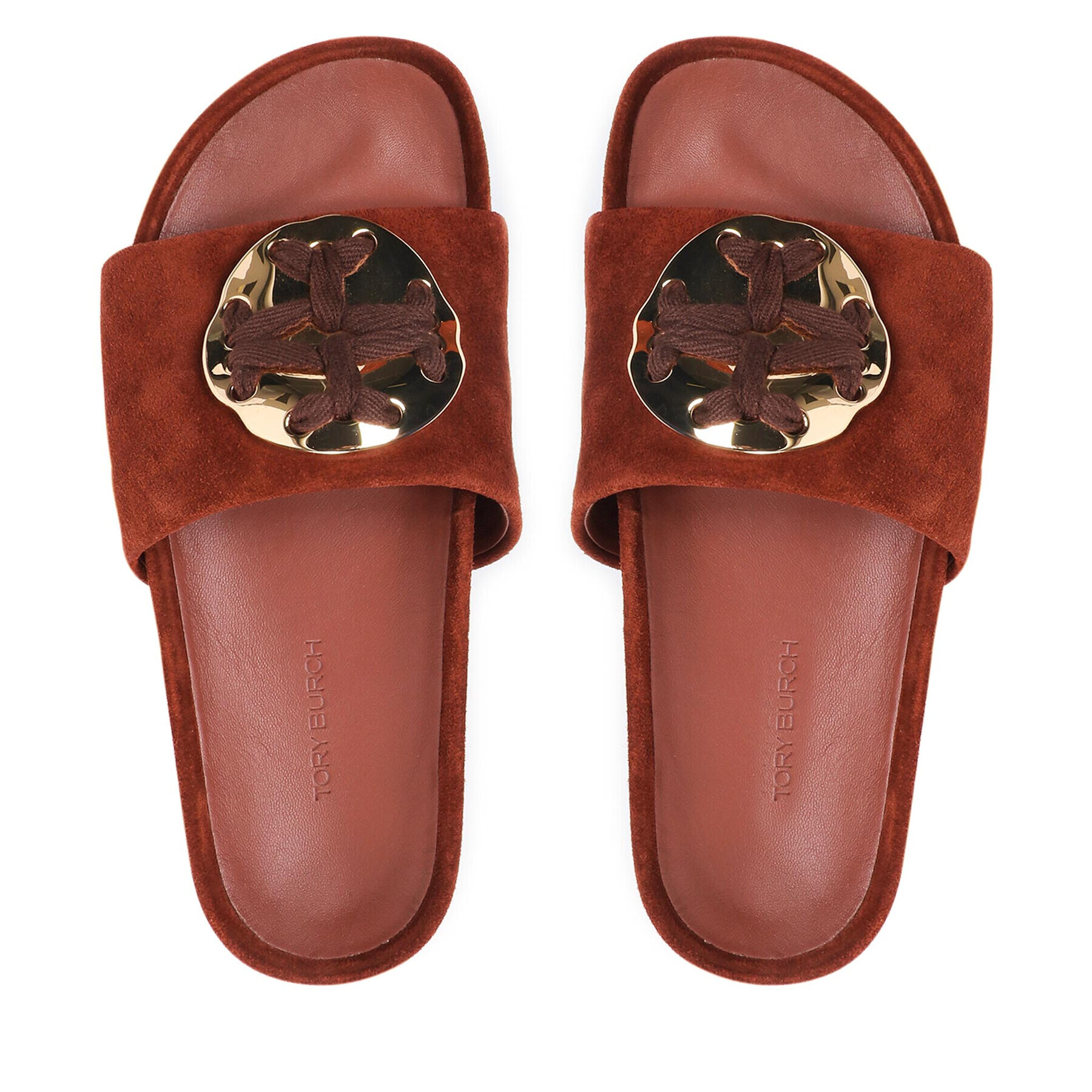 Tory Burch Чехли Patus Logo Sandal 136989 Кафяв - Pepit.bg