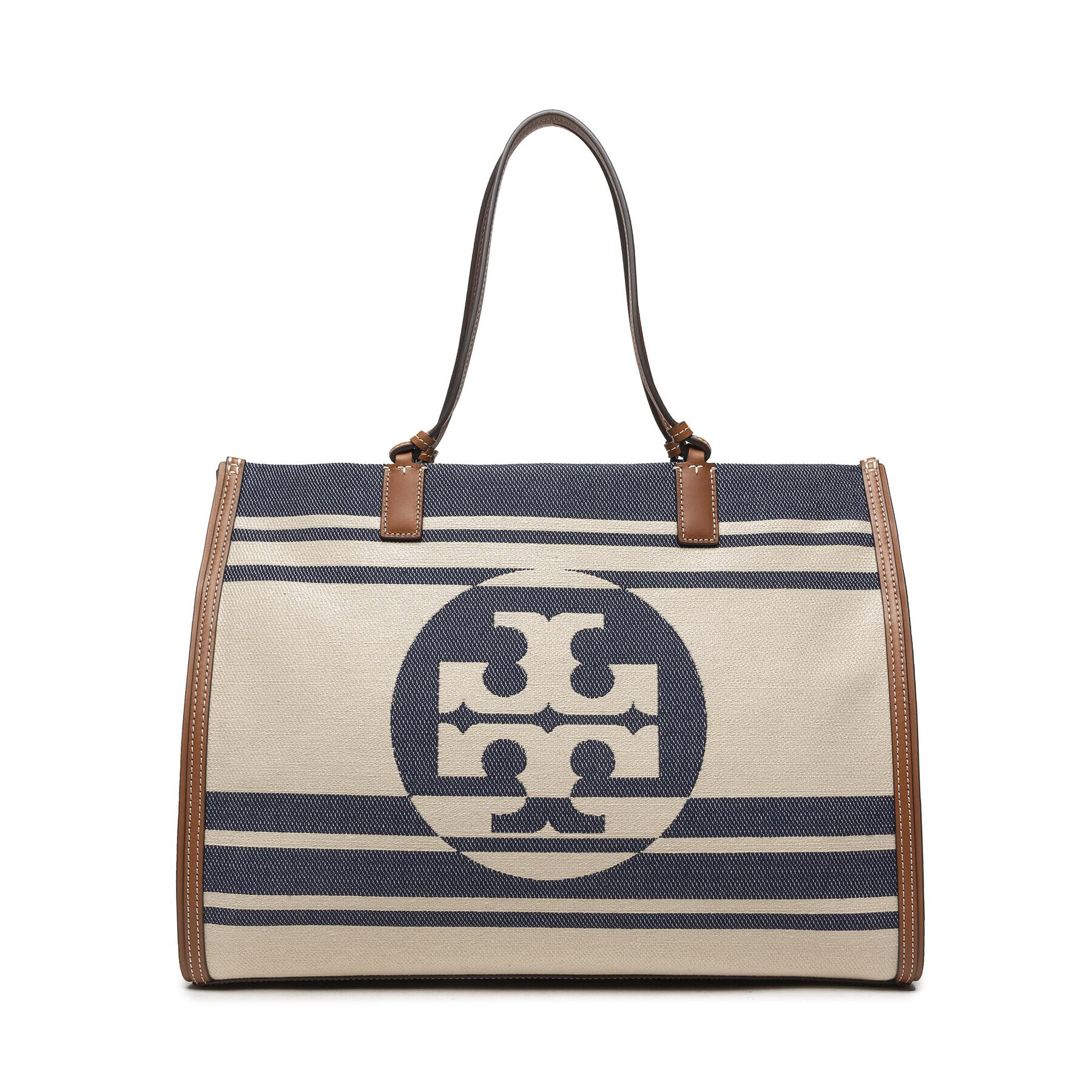 Tory Burch Дамска чанта Ella Jacquard Stripe Tote 88083 Бежов - Pepit.bg