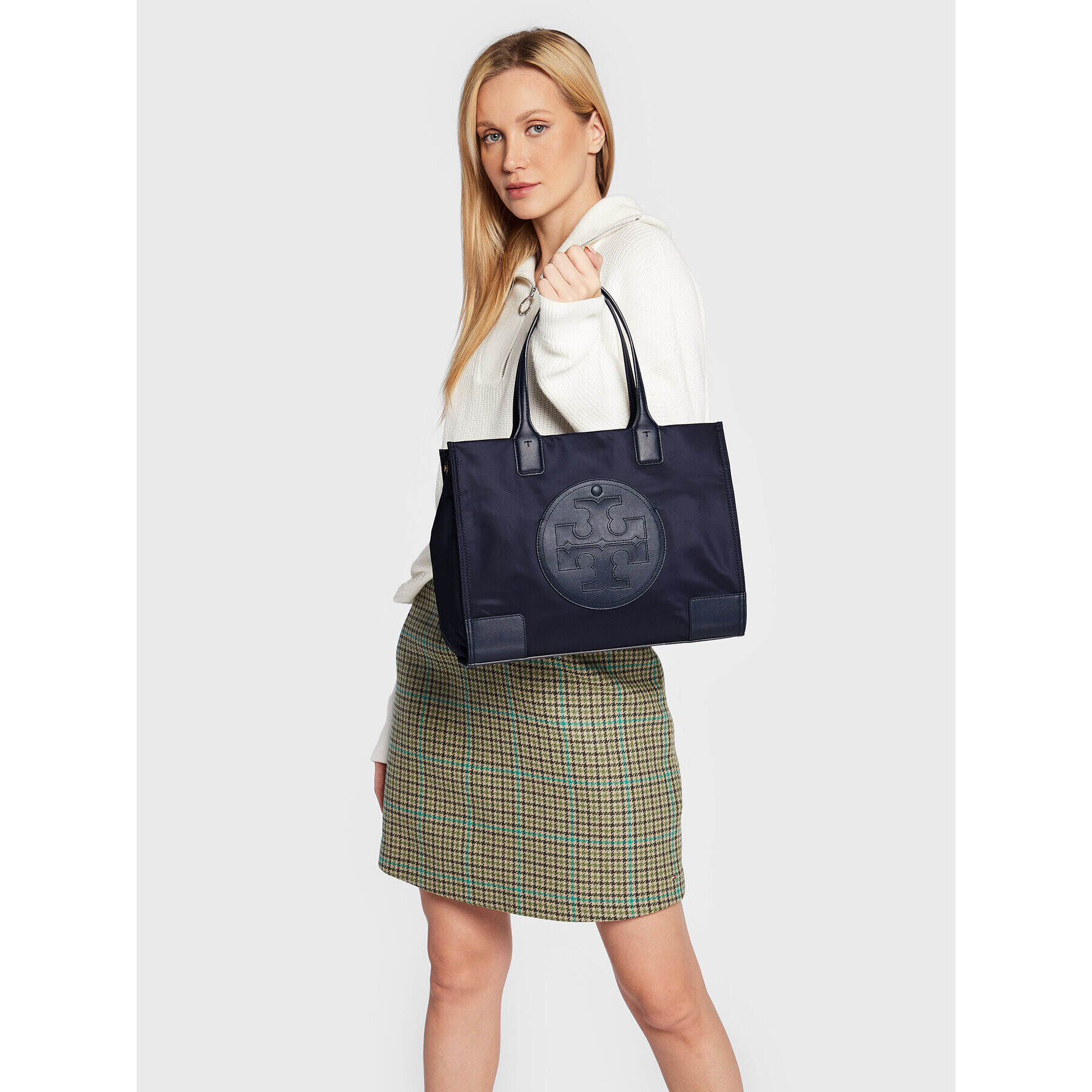 Tory Burch Дамска чанта Ella Small Tote 88578 Тъмносин - Pepit.bg