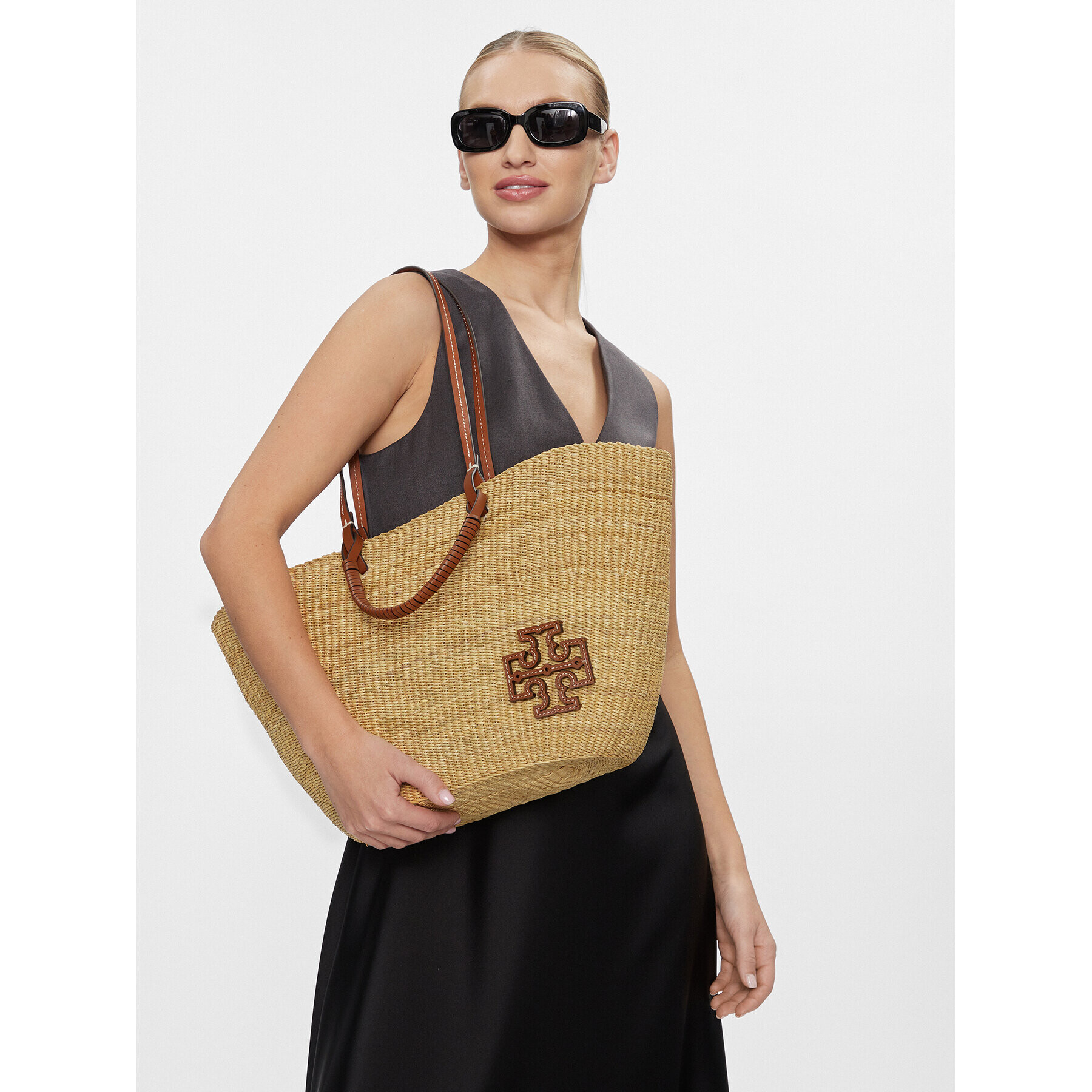 Tory Burch Дамска чанта Ella Straw Basket Tote 135740 Бежов - Pepit.bg