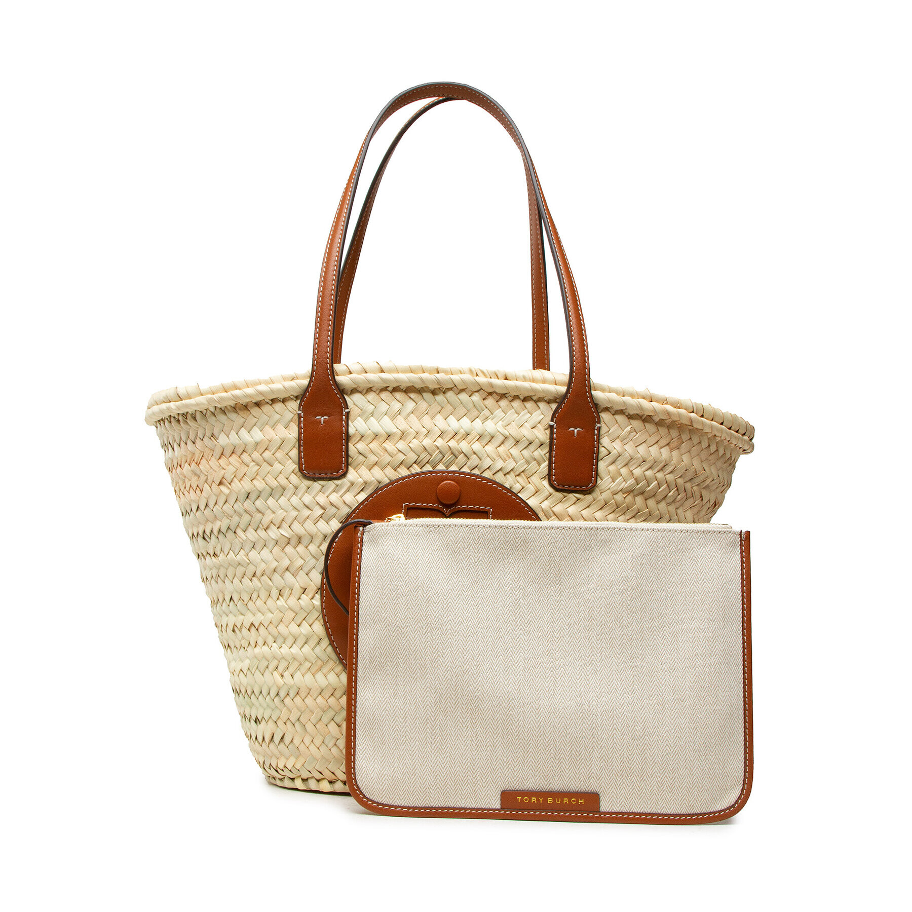 Tory Burch Дамска чанта Ella Straw Basket Tote 90864 Бежов - Pepit.bg