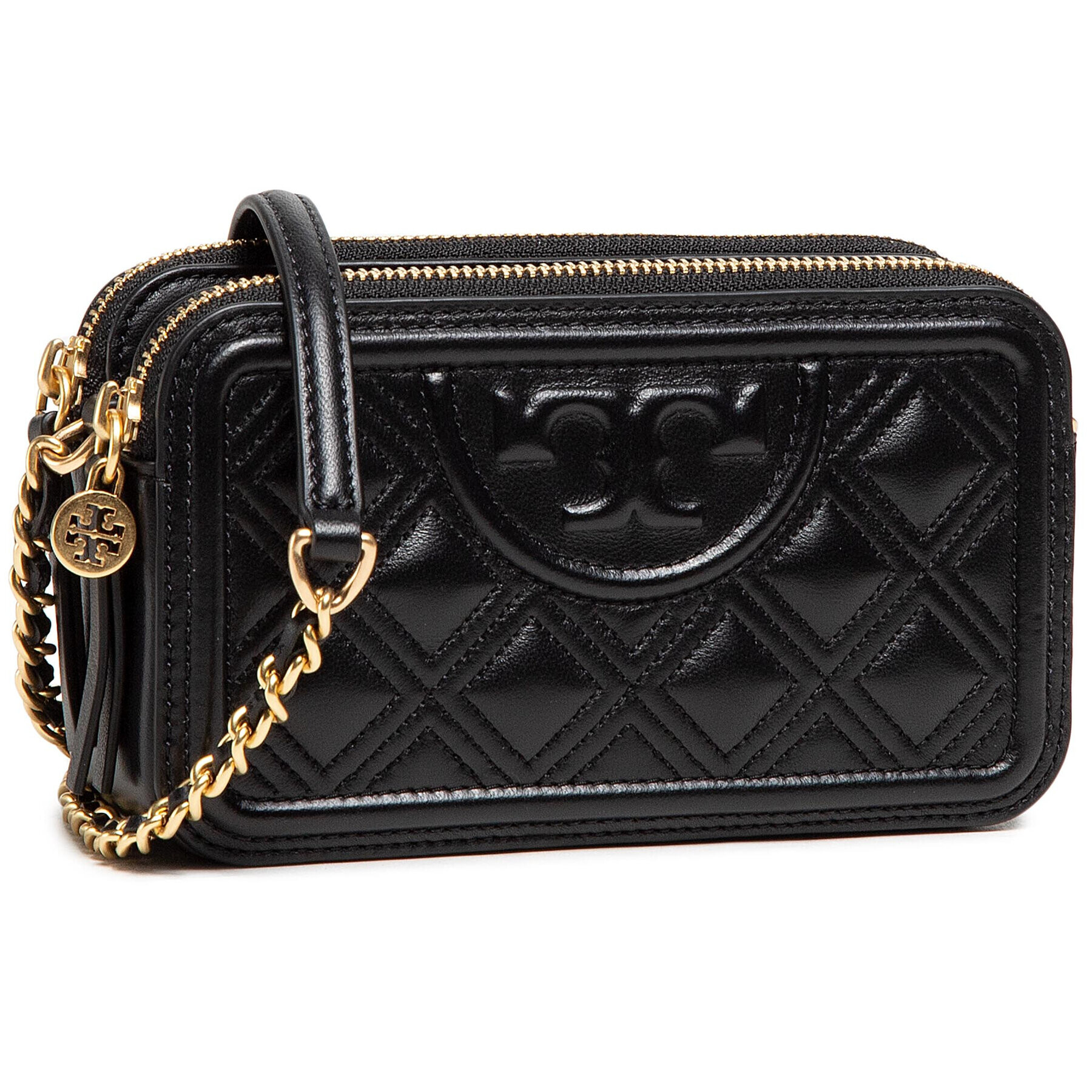 Tory Burch Дамска чанта Fleming Double Zip Mini Bag 79403-001 Черен - Pepit.bg