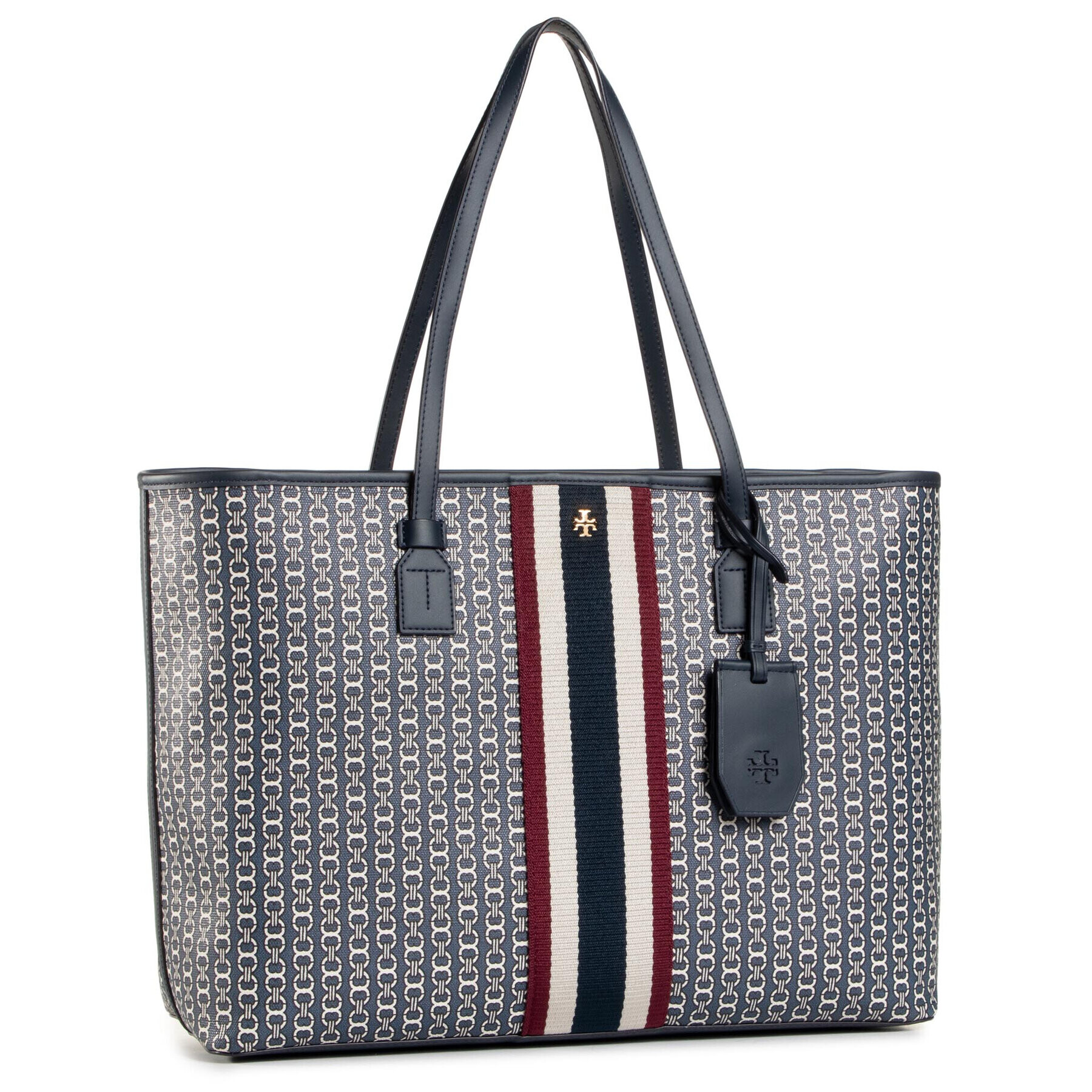 Tory Burch Дамска чанта Gemini Link Canvas 58450 Тъмносин - Pepit.bg