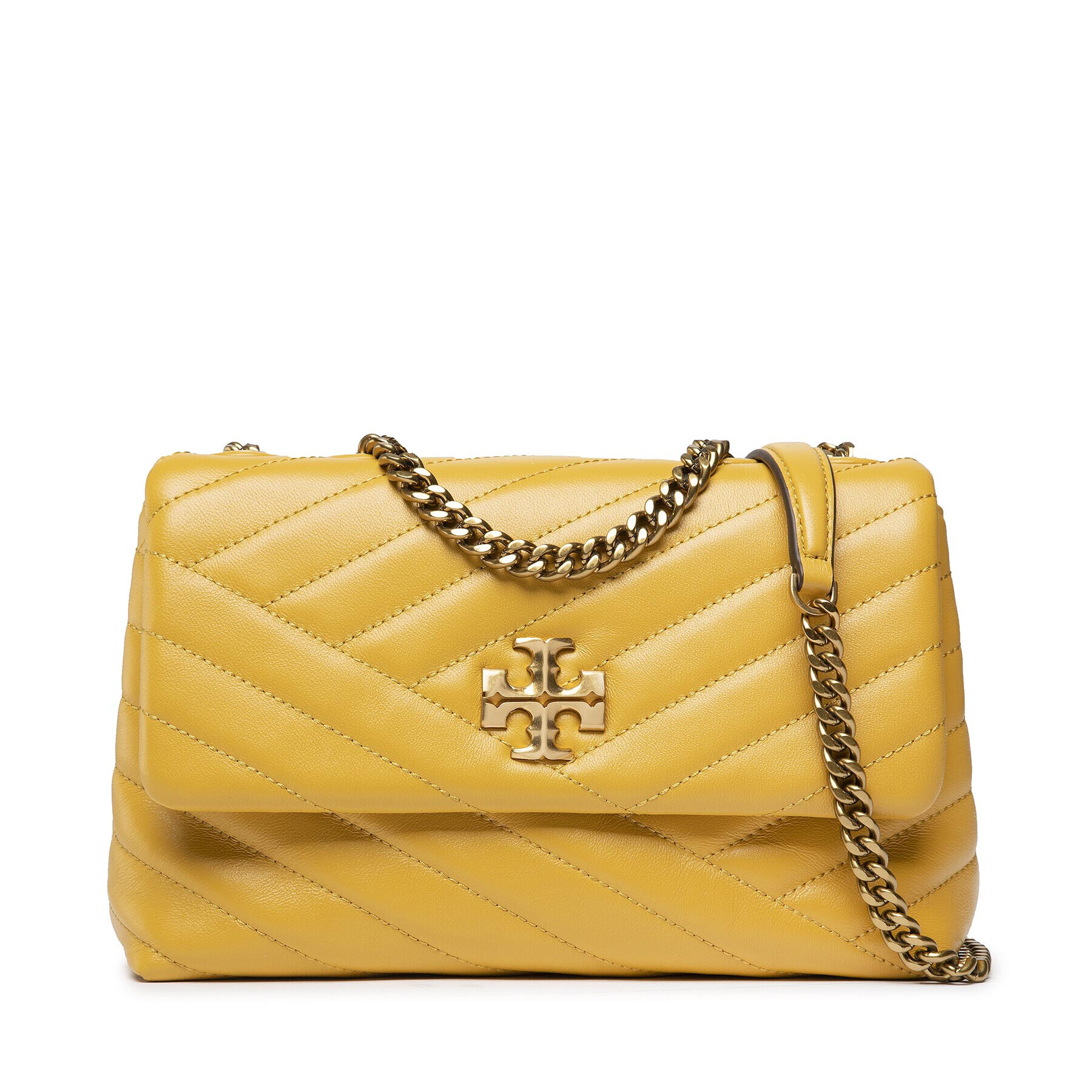 Tory Burch Дамска чанта Kiara Chevron Small 90452 Жълт - Pepit.bg