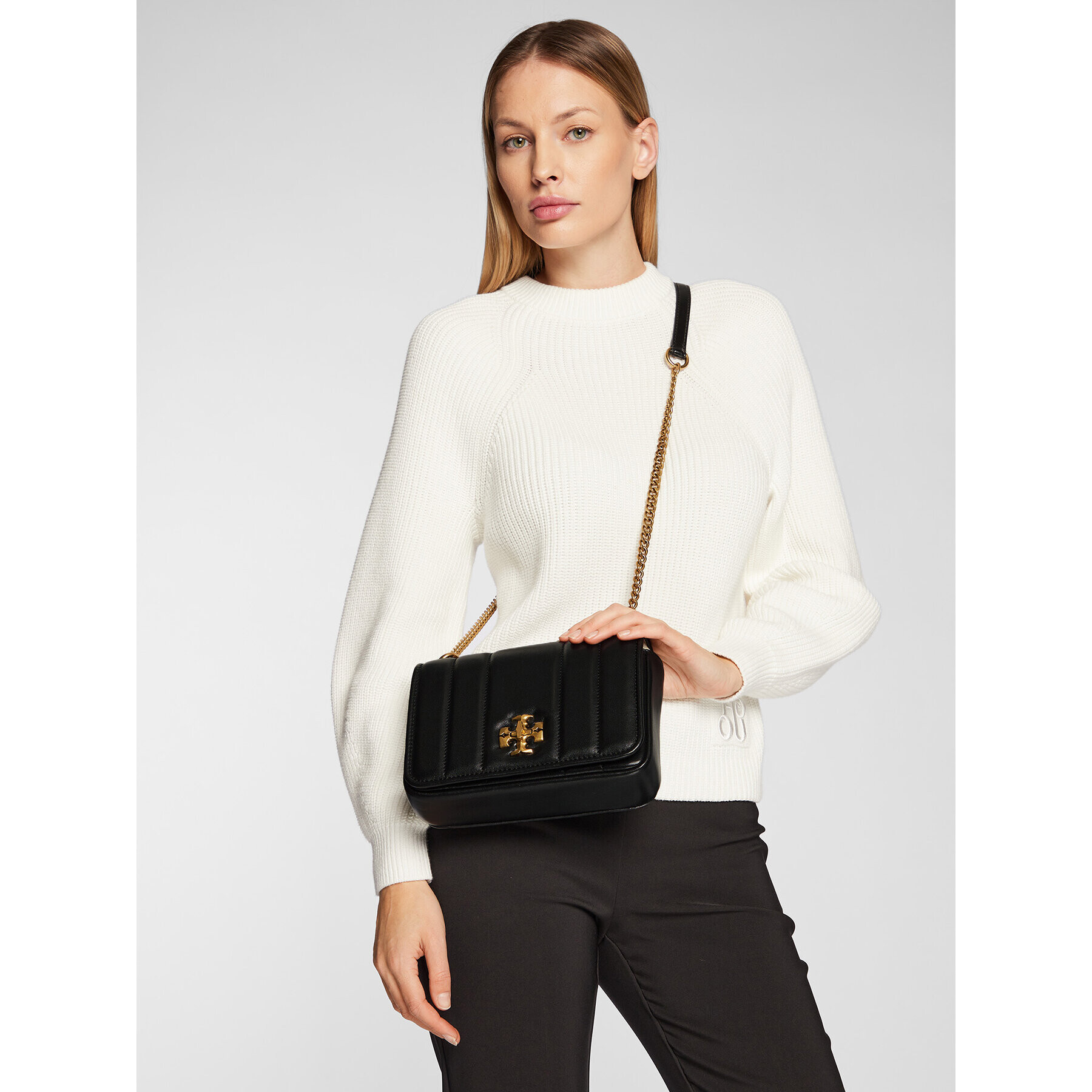 Tory Burch Дамска чанта Kira Chain Shoulder Bag 87244 Черен - Pepit.bg