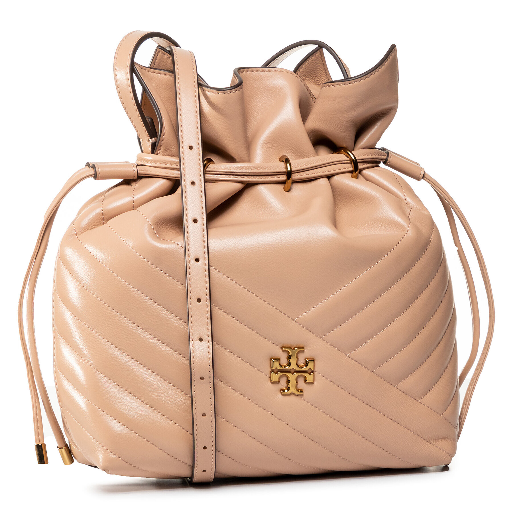 Tory Burch Дамска чанта Kira Chevron Bucket 64432 Бежов - Pepit.bg