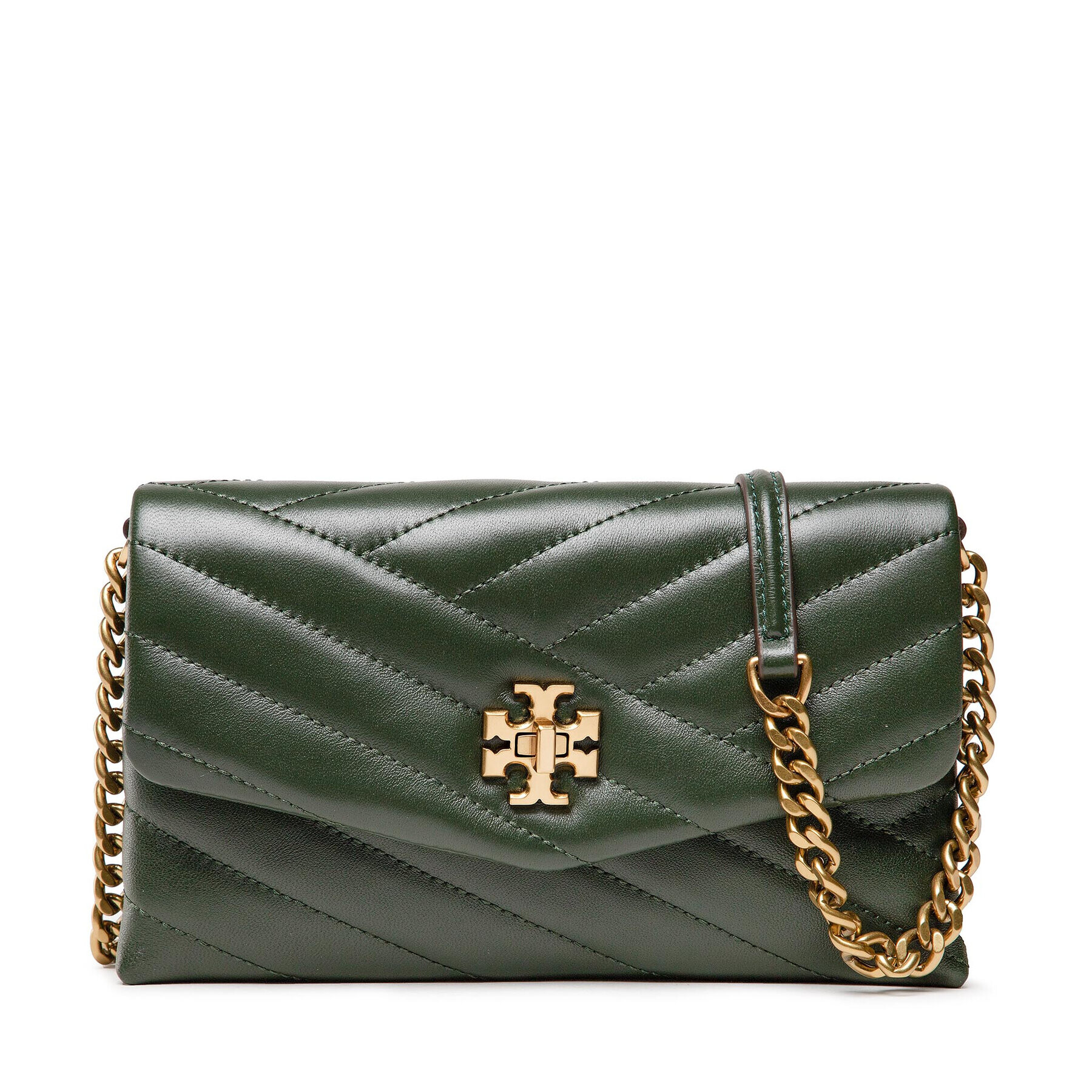 Tory Burch Дамска чанта Kira Chevron Chain Wallet 64068 Зелен - Pepit.bg