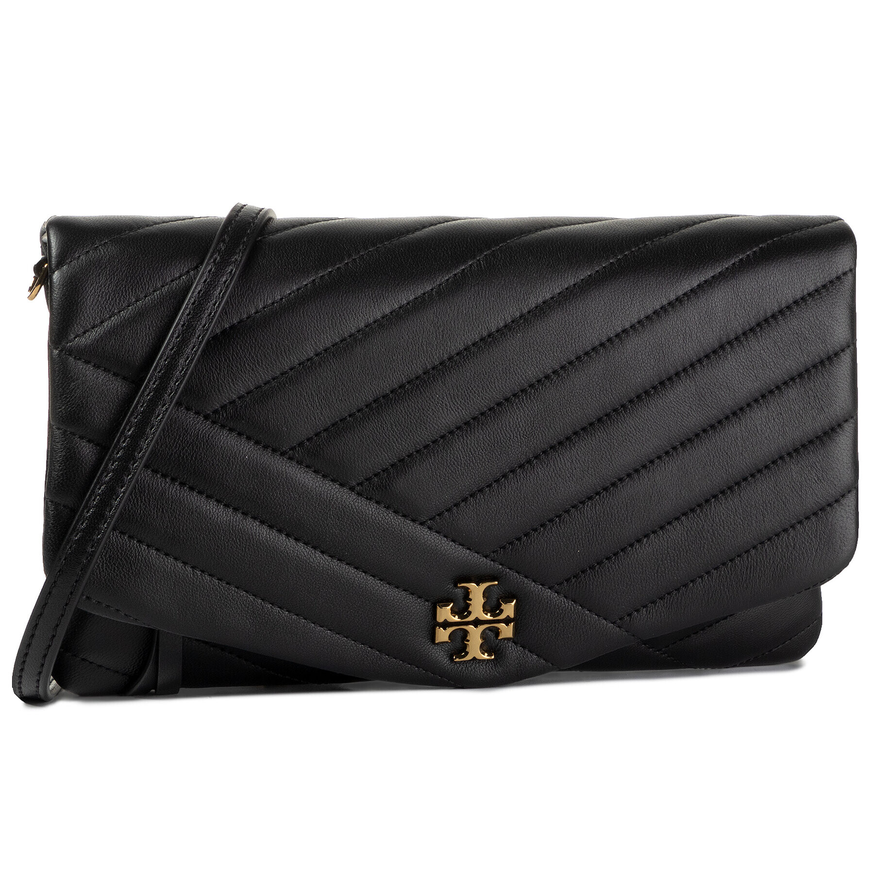 Tory Burch Дамска чанта Kira Chevron Clutch 56824 Черен - Pepit.bg