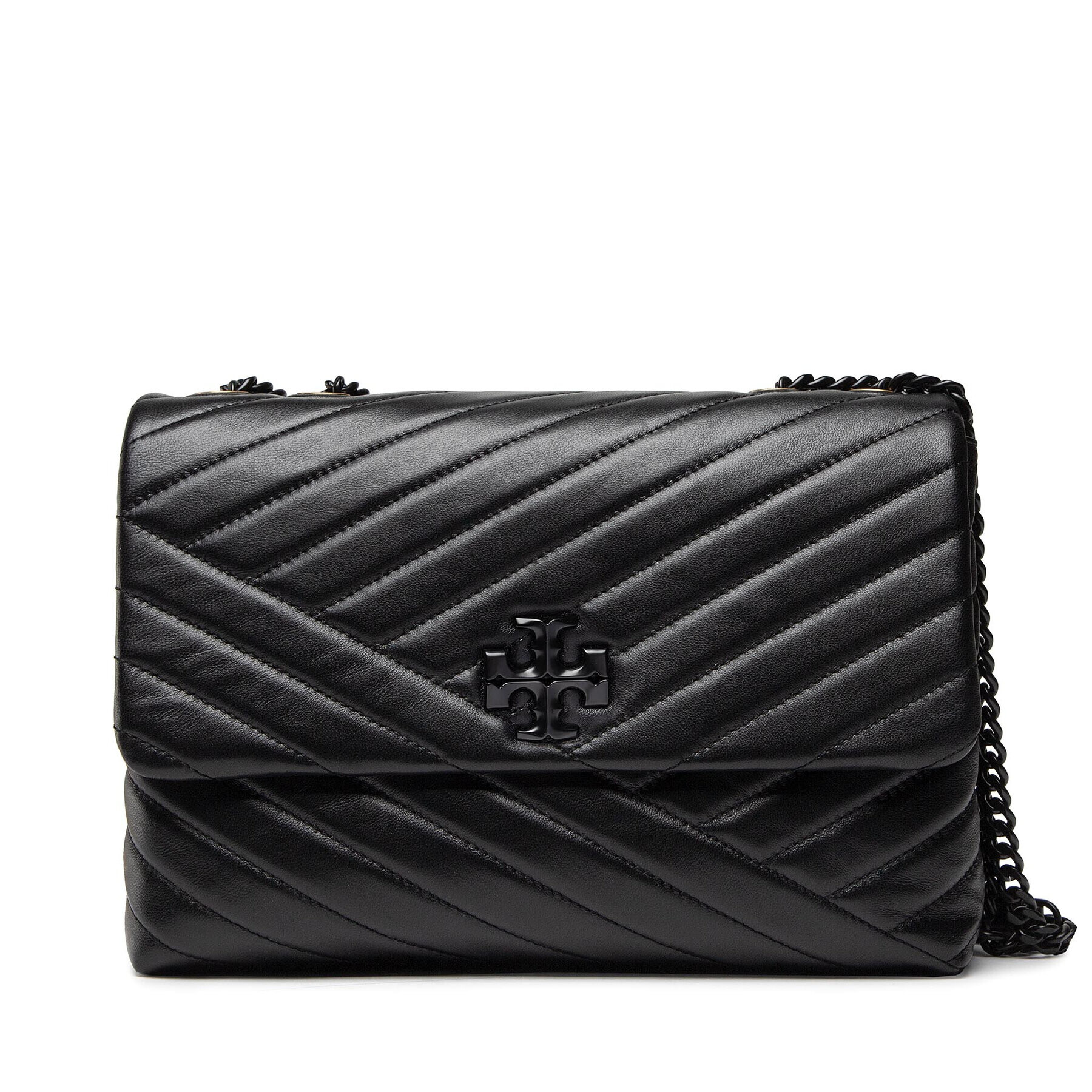 Tory Burch Дамска чанта Kira Chevron Powder Coated Convertible Shoulder Bag 90857 Черен - Pepit.bg