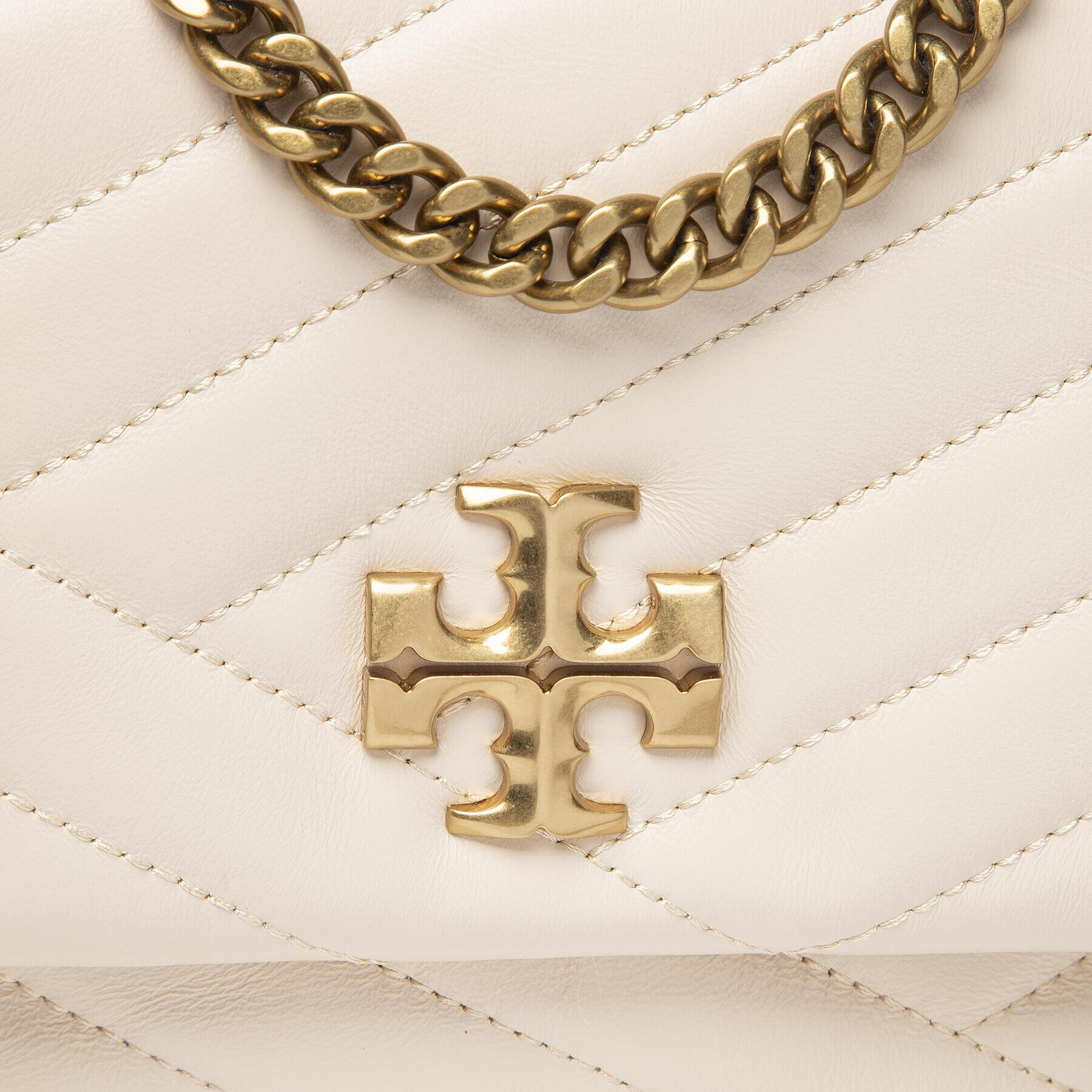 Tory Burch Дамска чанта Kira Chevron Small 90452 Бежов - Pepit.bg